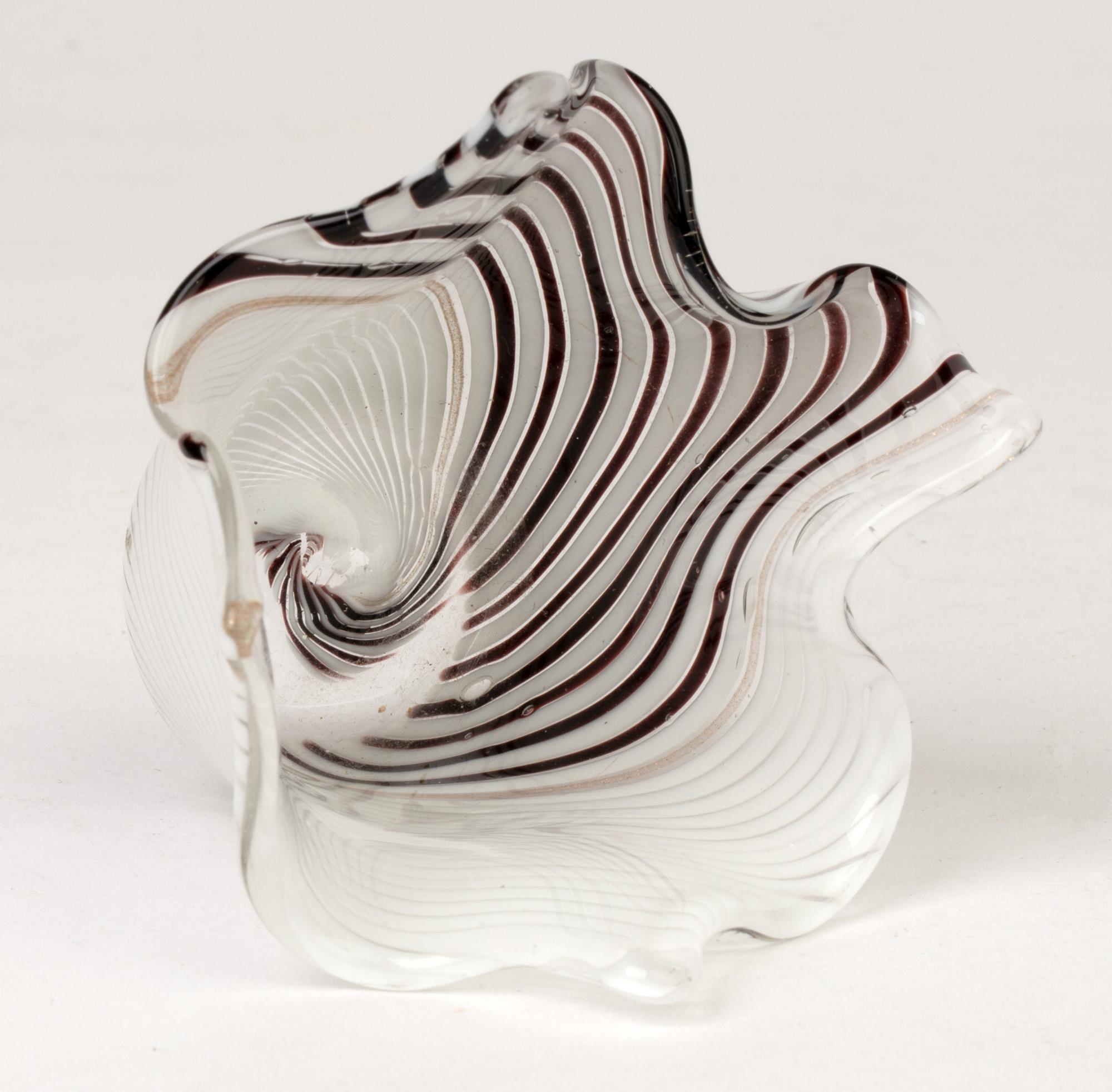 Blown Glass Dino Martens Aureliano Toso Fasce Bianco Nero Fazzoletto Glass Vase For Sale