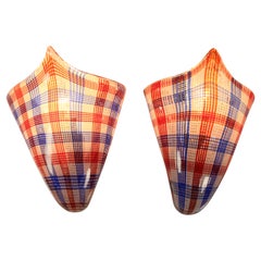 Dino Martens & Aureliano Toso Murano Art Glass Wall Lamps 1950s Mezza Filigrana