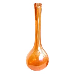 Dino Martens Aureliano Toso Murano Orange Iridato Italian Art Glass Flower Vase