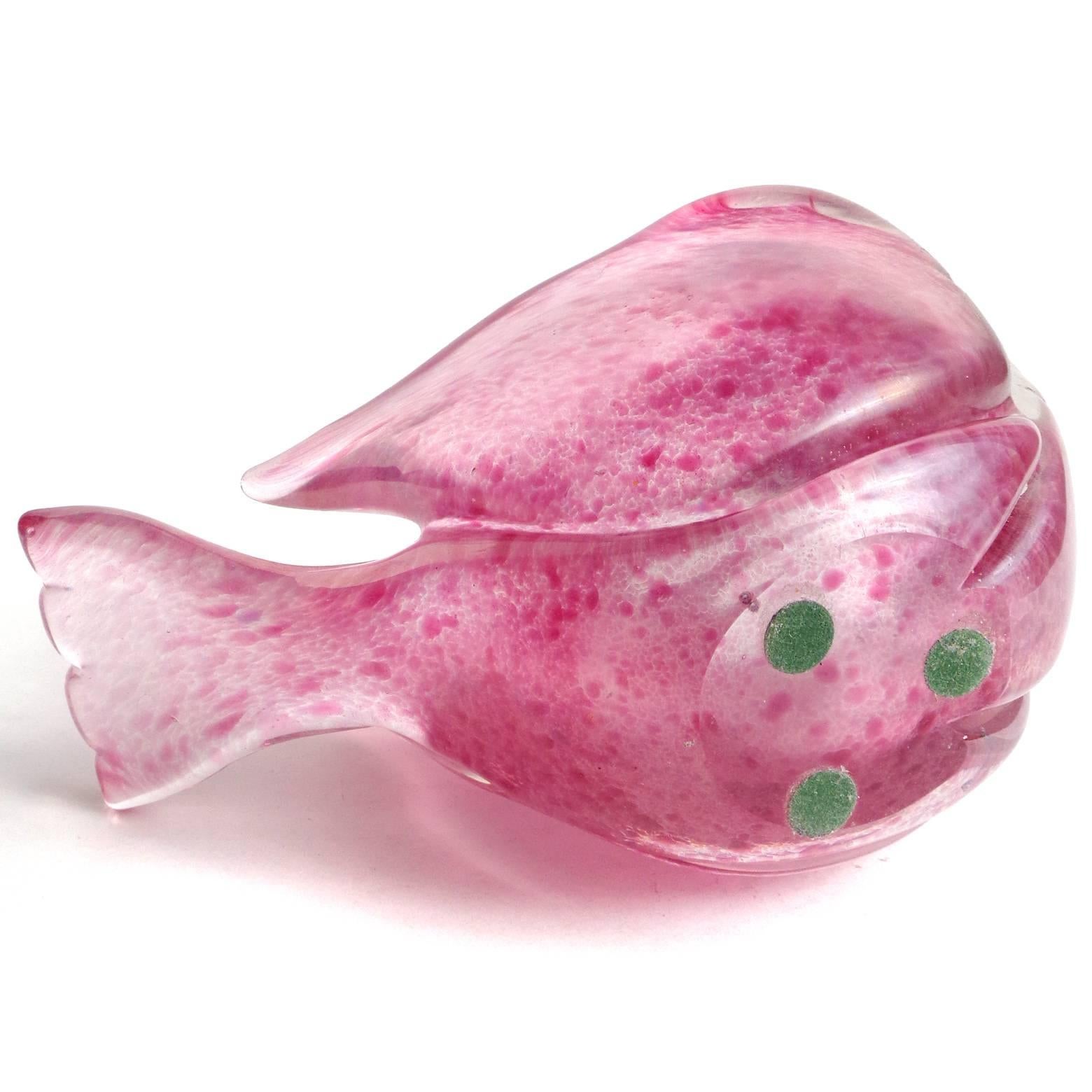 Dino Martens Aureliano Toso Murano Pink Iridescent Italian Art Glass Bird Bowl 1