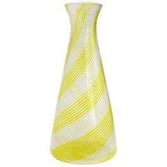 Dino Martens Aureliano Toso Murano Yellow White Italian Art Glass Flower Vase