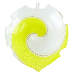 Dino Martens Aureliano Toso Murano Yellow White Ribbons Italian Art Glass Bowl