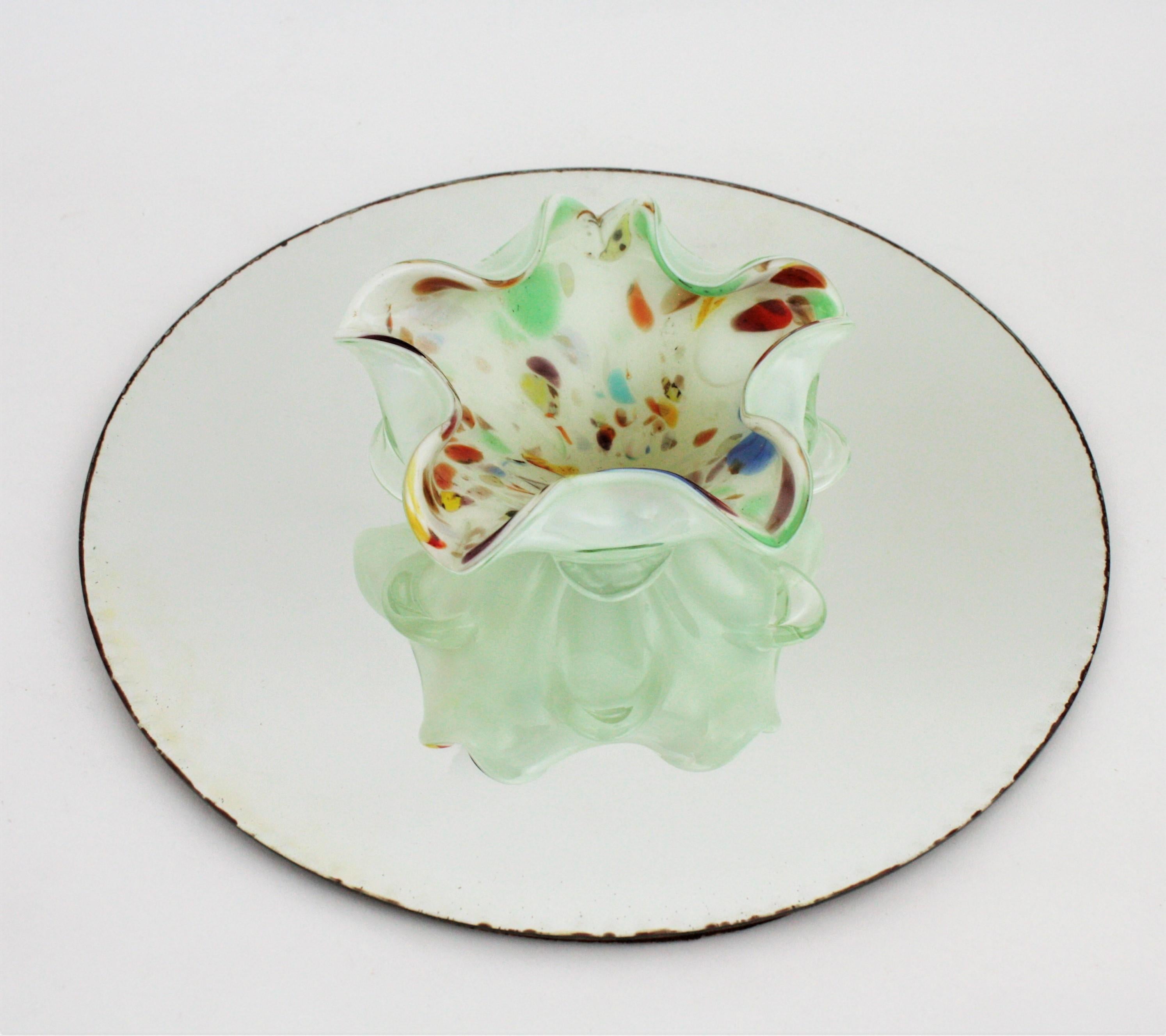 Dino Martens Murano Multicolor Millefiori Art Glass Bowl with Copper Flecks For Sale 4