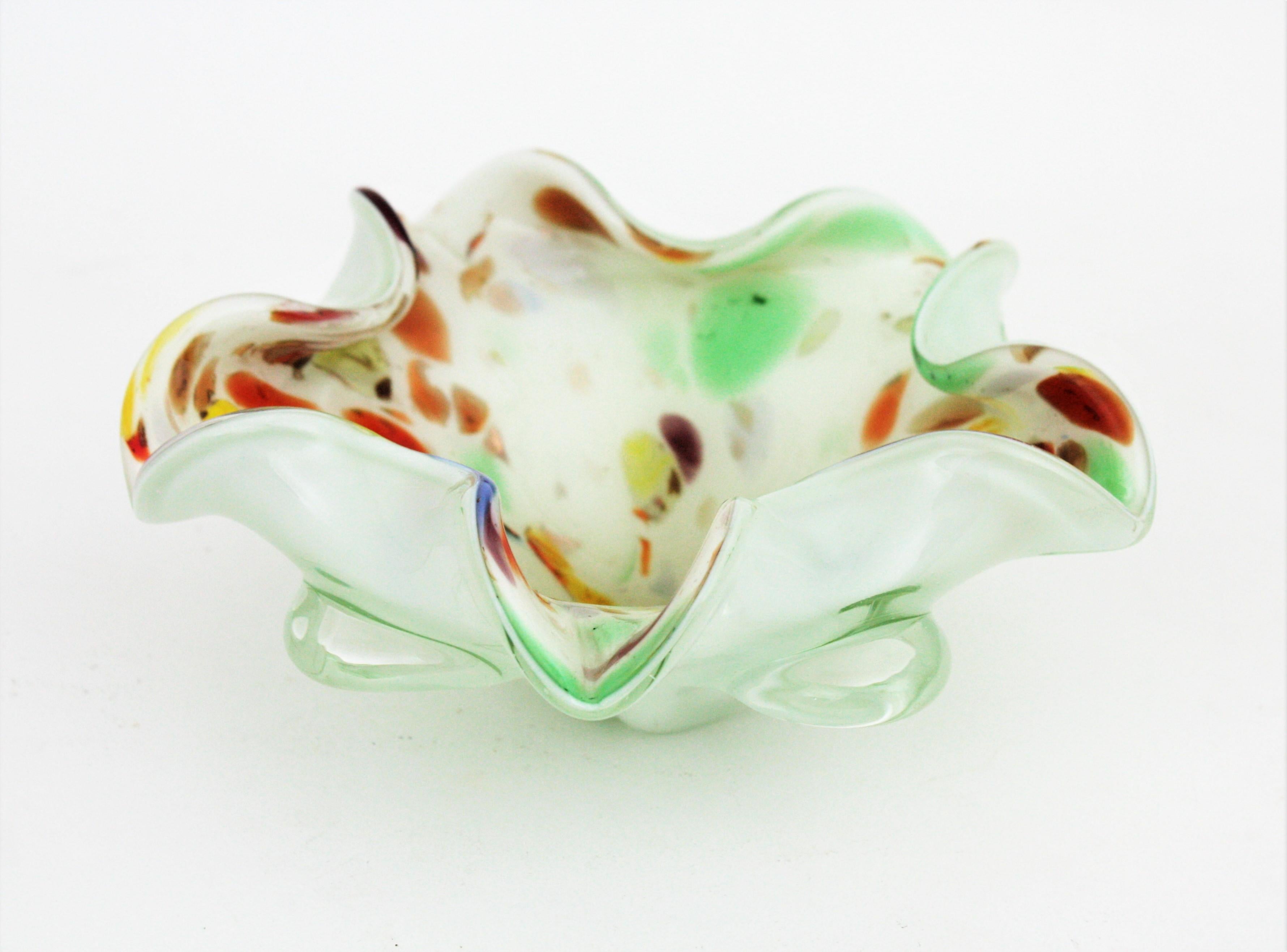 Dino Martens Murano Multicolor Millefiori Art Glass Bowl with Copper Flecks For Sale 5