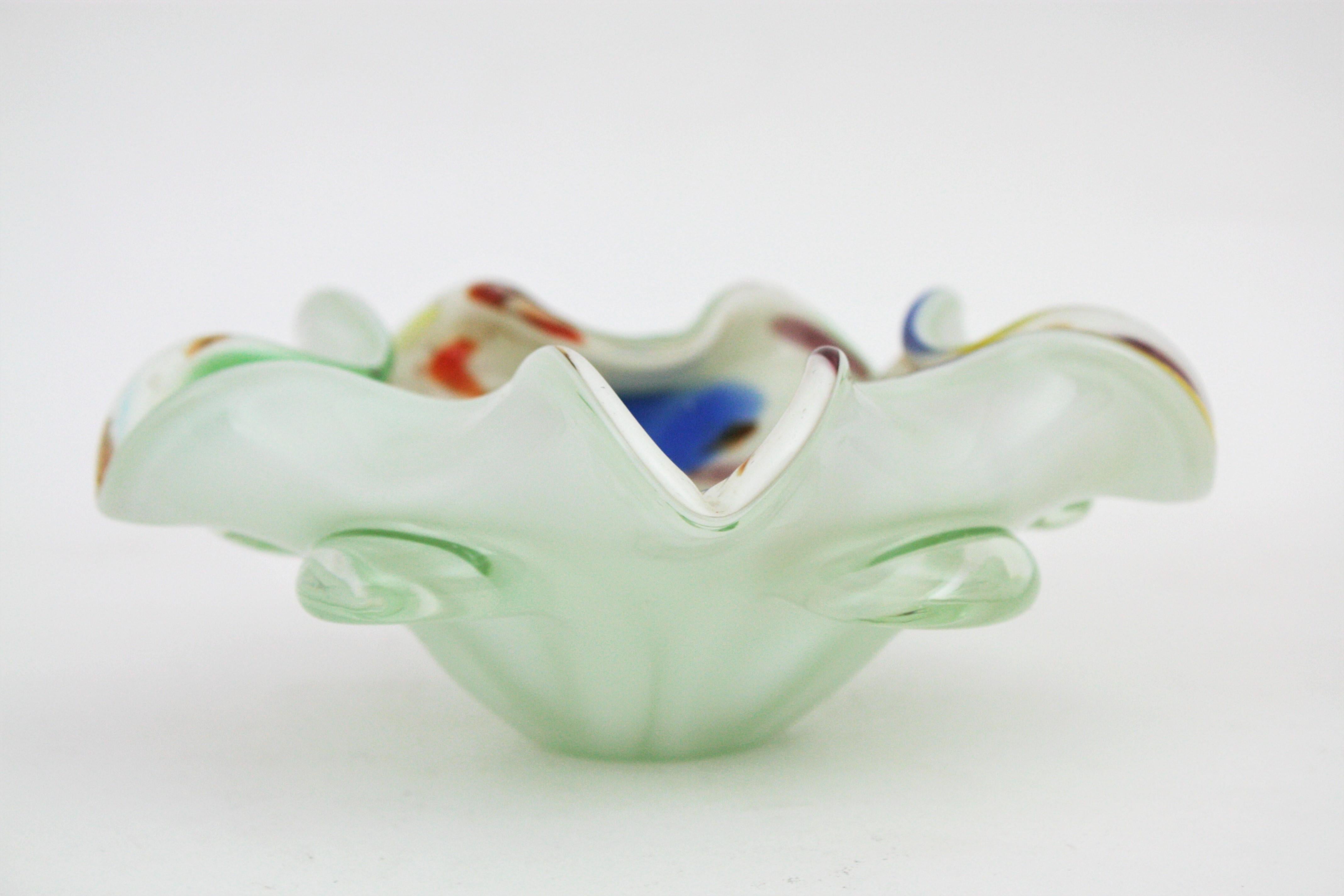 Dino Martens Murano Multicolor Millefiori Art Glass Bowl with Copper Flecks For Sale 8