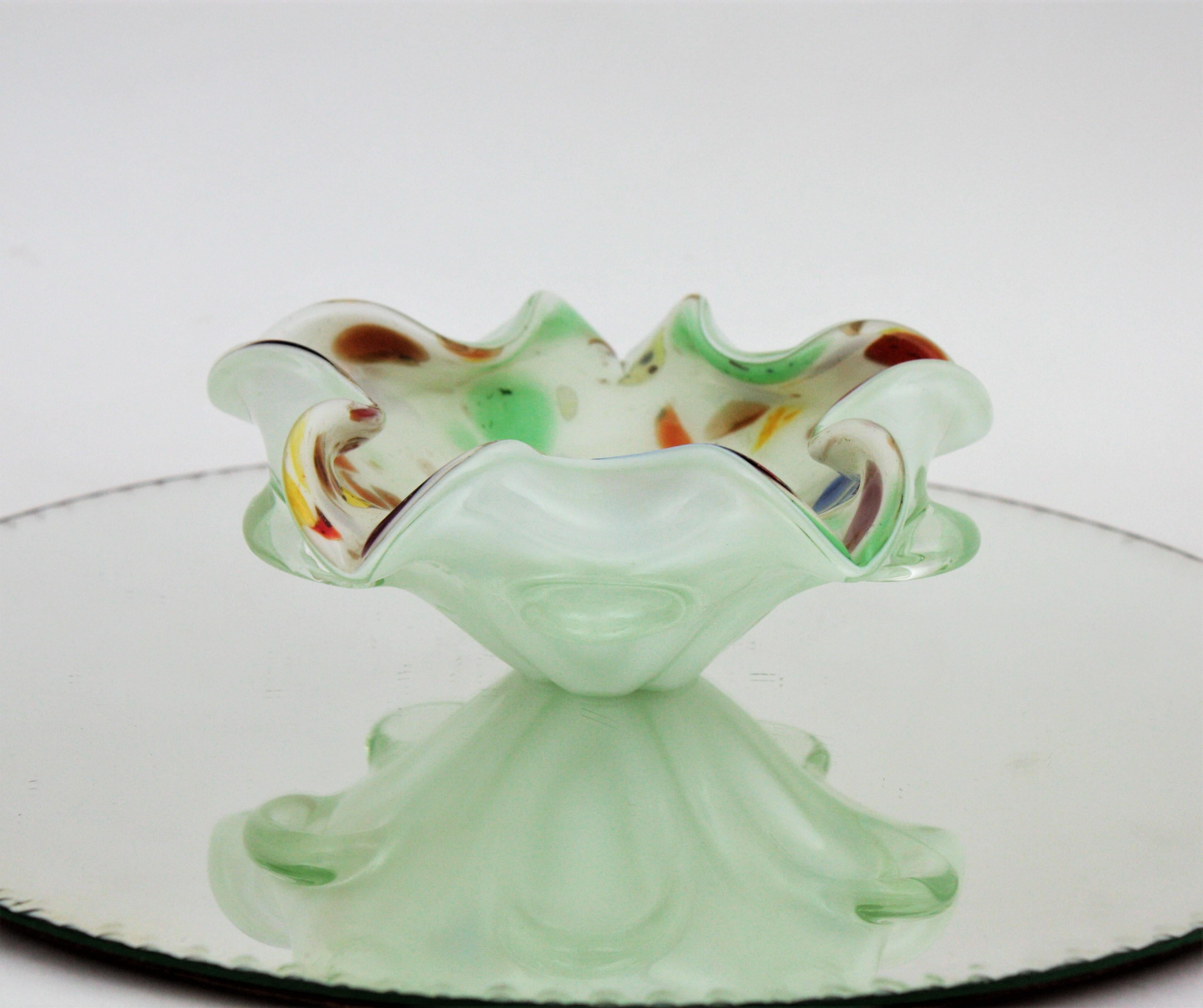 Dino Martens Murano Multicolor Millefiori Art Glass Bowl with Copper Flecks For Sale 2