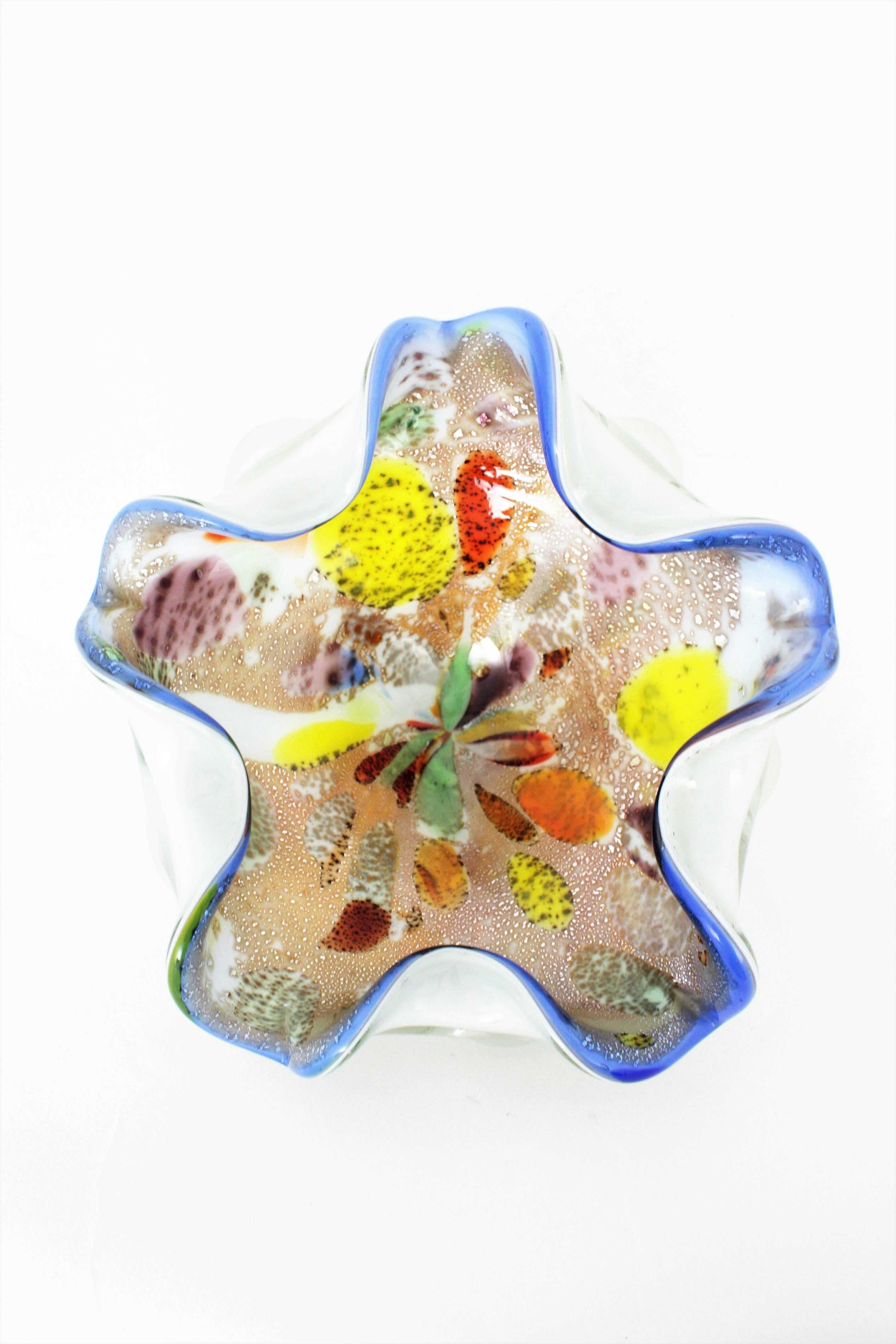 Murano Multicolor Murrine Art Glass Bowl by Dino Martens Avem  1