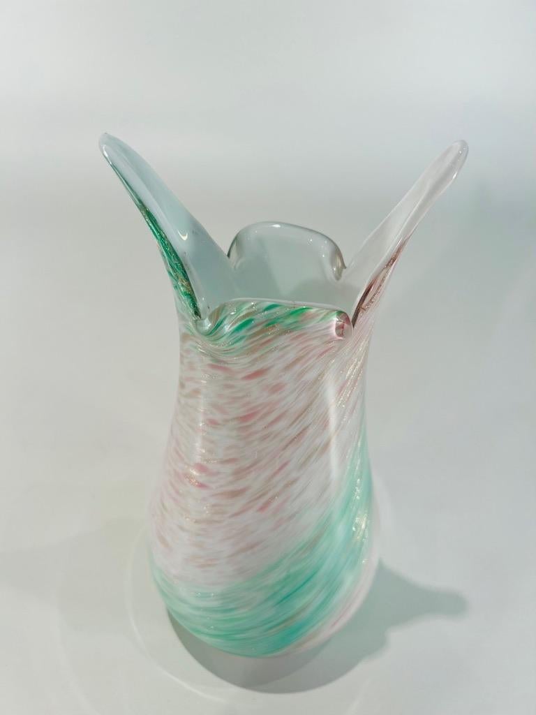 Dino Martens bicolor Murano glass with venturine vase circa 1950 In Good Condition For Sale In Rio De Janeiro, RJ