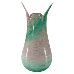 Dino Martens Bicolor Murano Glas mit Venturin Vase um 1950
