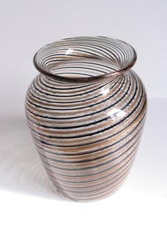 Dino Martens Copper Aventurine Mezza Filigrana Glass Vase