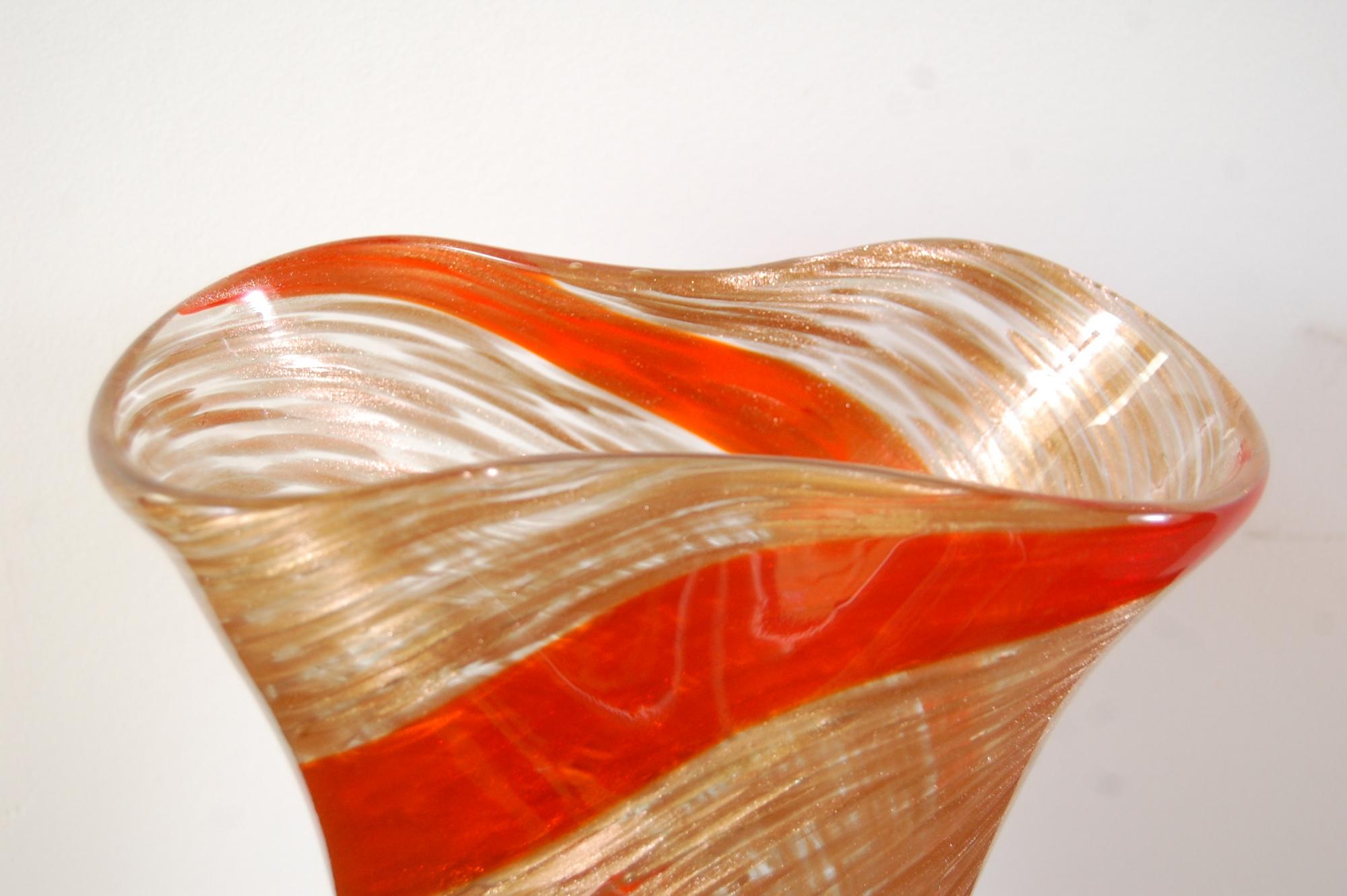 Mid-Century Modern Dino Martens for Aureliano Toso Murano Art Glass Vase