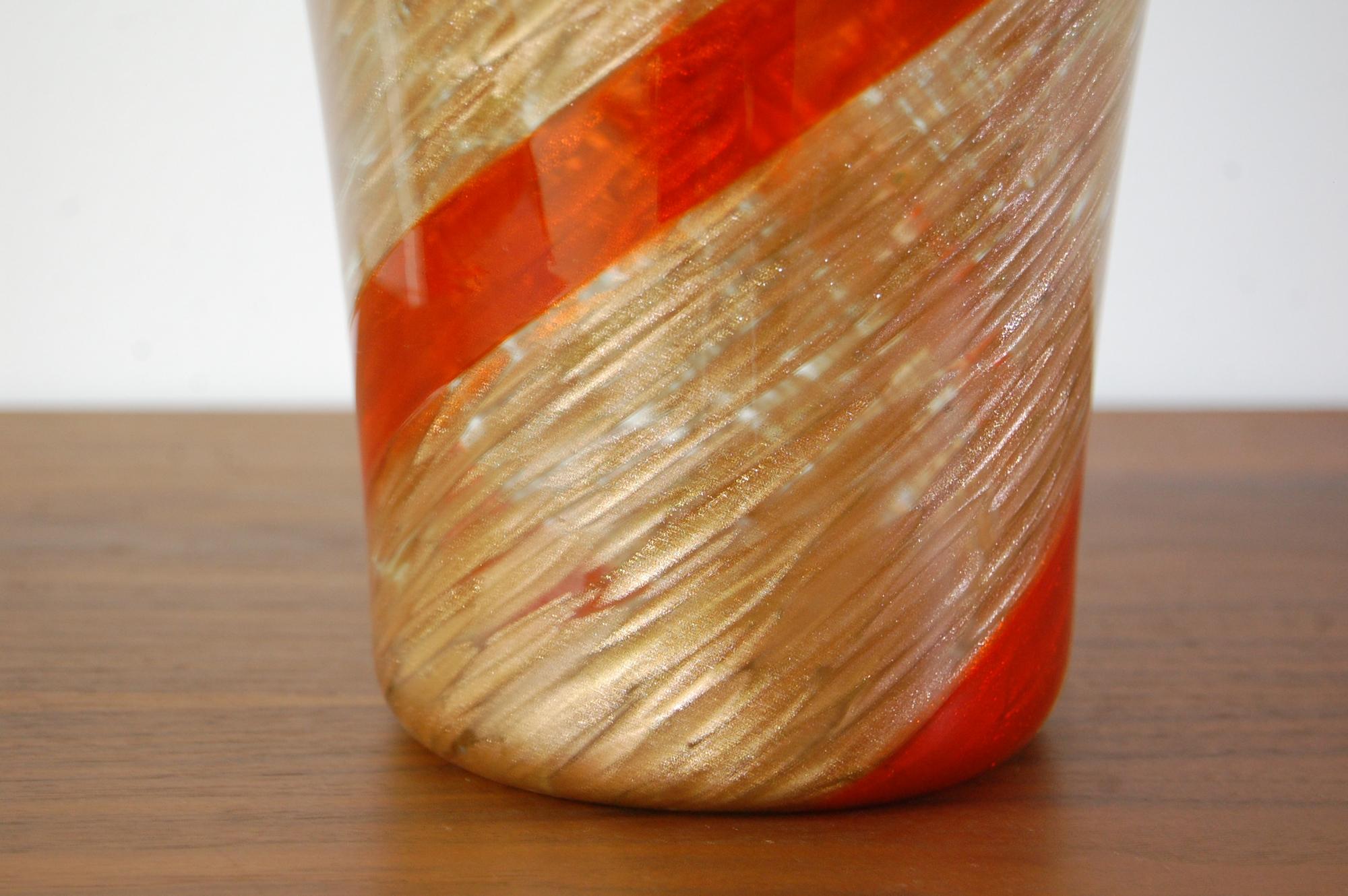 Italian Dino Martens for Aureliano Toso Murano Art Glass Vase