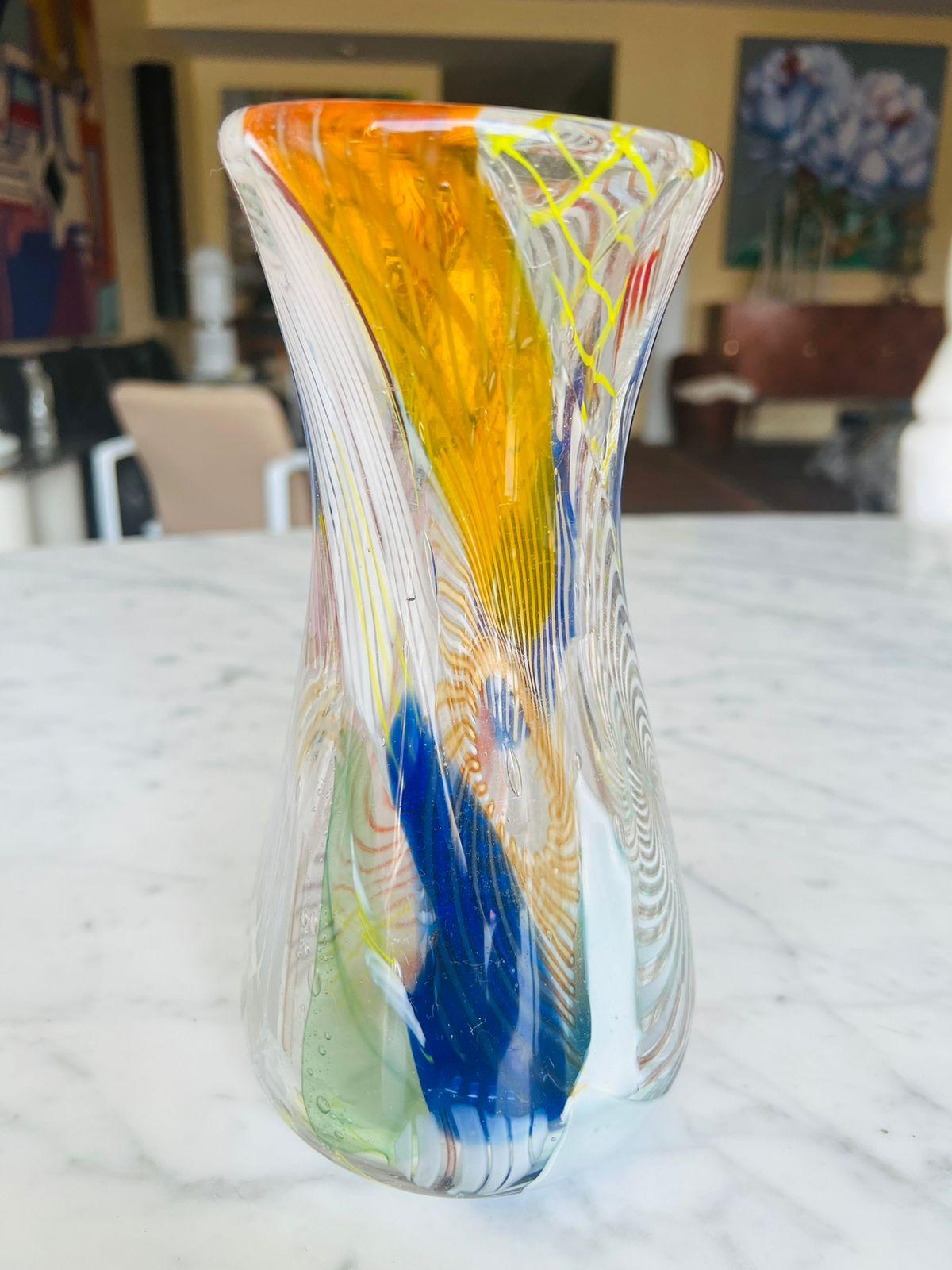 Incredible and rare Dino Martens for Aureliano Toso Murano glass multicolor vase circa 1950.