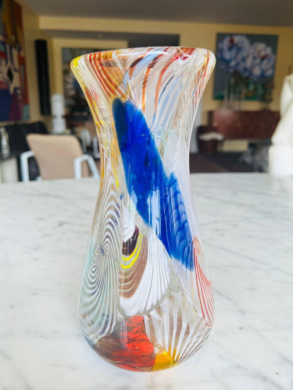 Dino Martens pour Aureliano Toso 1950 Vase multicolore «frammentato » de Murano.  Bon état - En vente à Rio De Janeiro, RJ