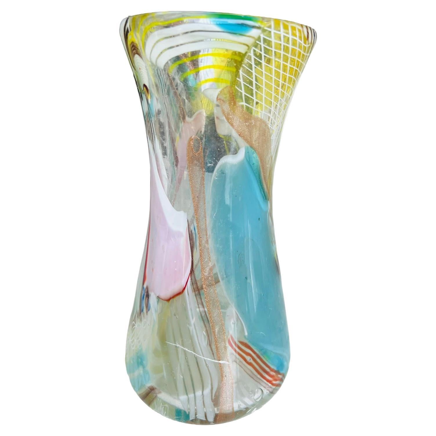 Dino Martens für Aureliano Toso 1950 Murano "frammentato" mehrfarbige Vase.  im Angebot