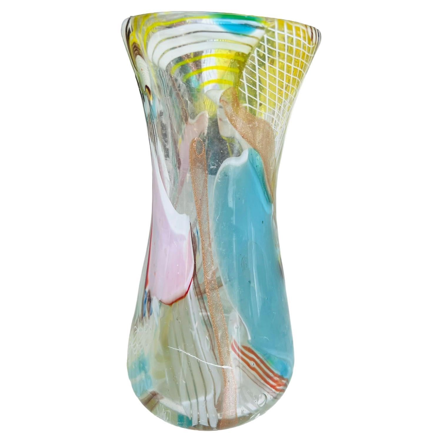 Dino Martens pour Aureliano Toso 1950 Vase multicolore «frammentato » de Murano. 