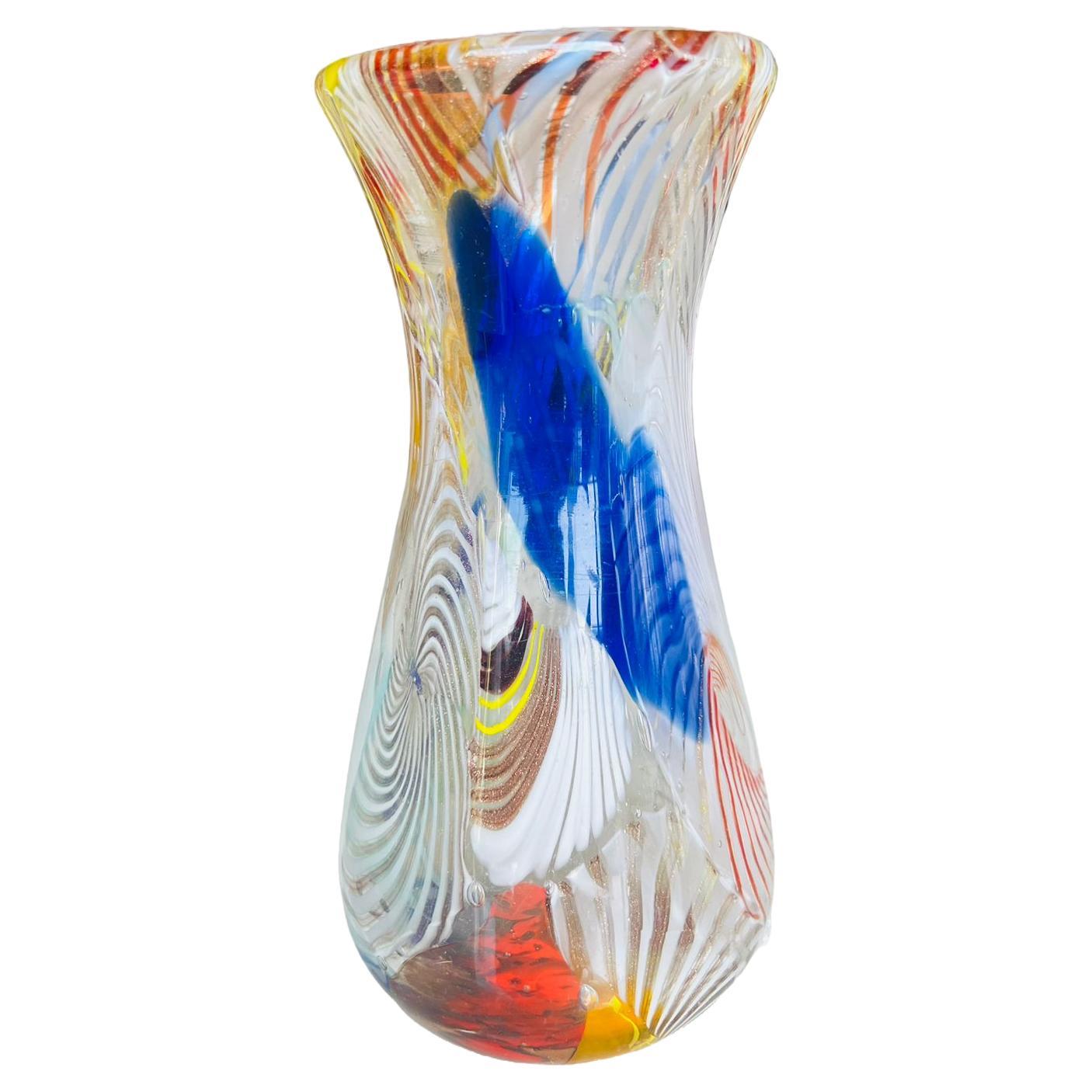 Dino Martens pour Aureliano Toso 1950 Vase multicolore «frammentato » de Murano.  en vente