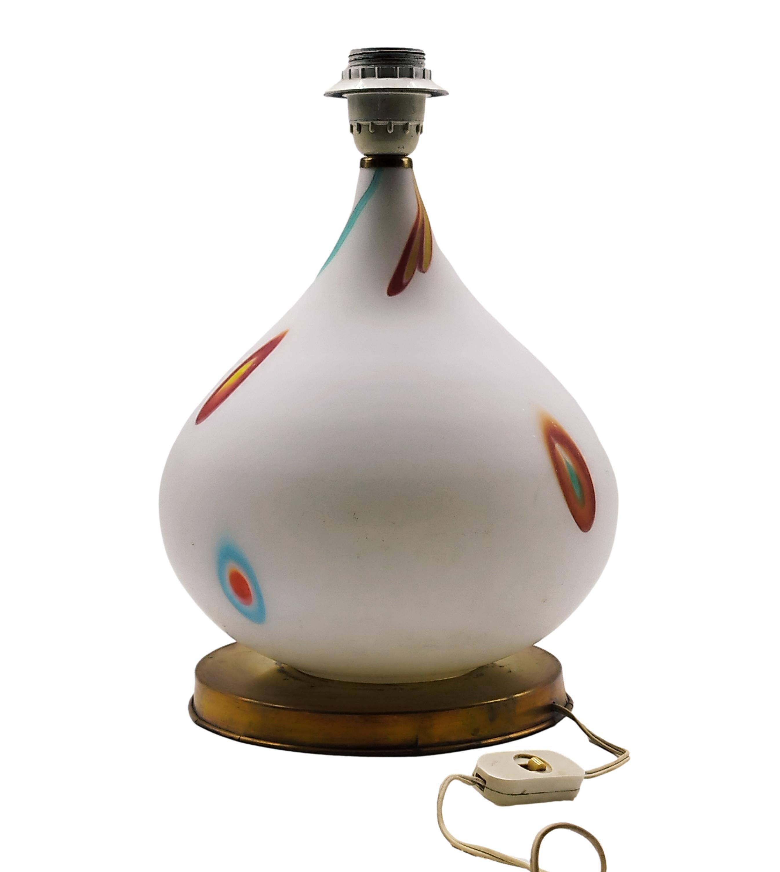 Italian Dino Martens for Aureliano Toso Attrib. Murano Glass Table Lamp, Italy 1960s For Sale