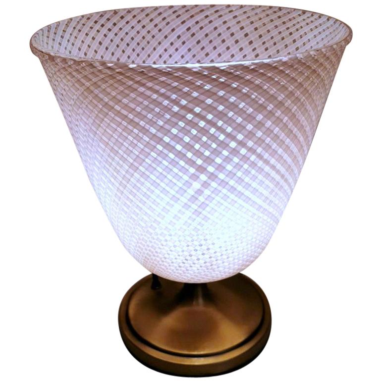 Dino Martens for Aureliano Toso 'Attributed' Lamp Murano "Reticello" Filigree