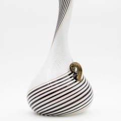 Dino Martens for Aureliano Toso Huge White and Black Goose Neck Murano Vase