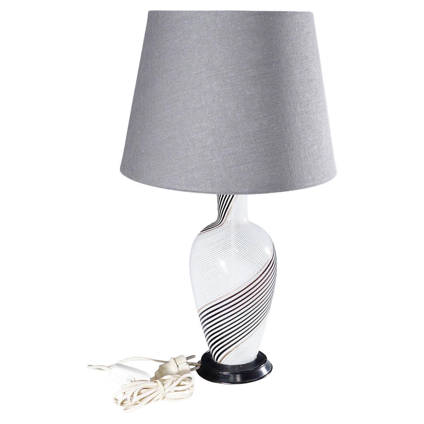 Dino Martens for Aureliano Toso Lamp in Filigree Glass ca. 1950s
