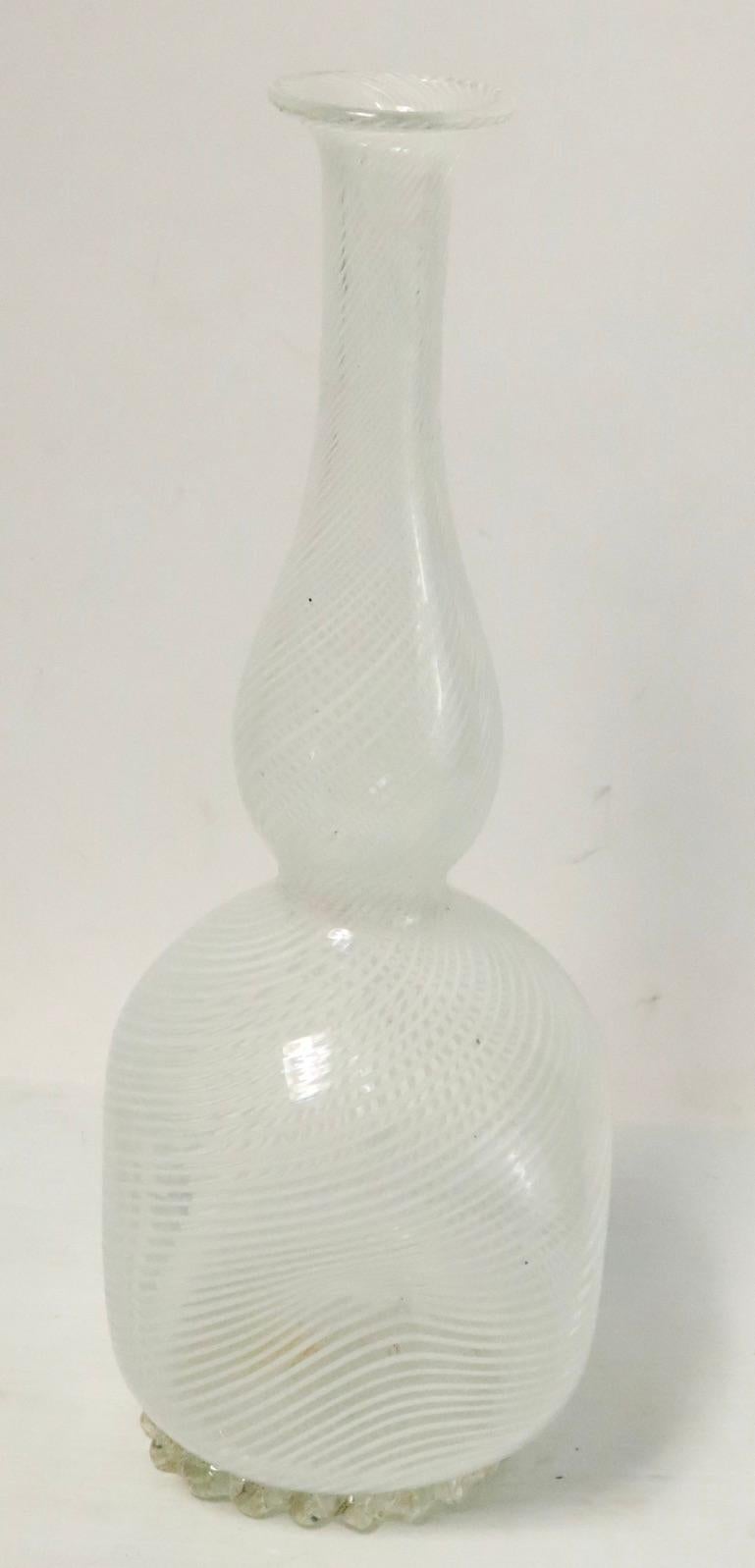 Mid-Century Modern Dino Martens for Aureliano Toso Mazza Filigrana Murano Art Glass Vase For Sale