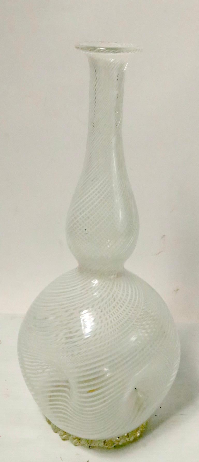 20th Century Dino Martens for Aureliano Toso Mazza Filigrana Murano Art Glass Vase For Sale