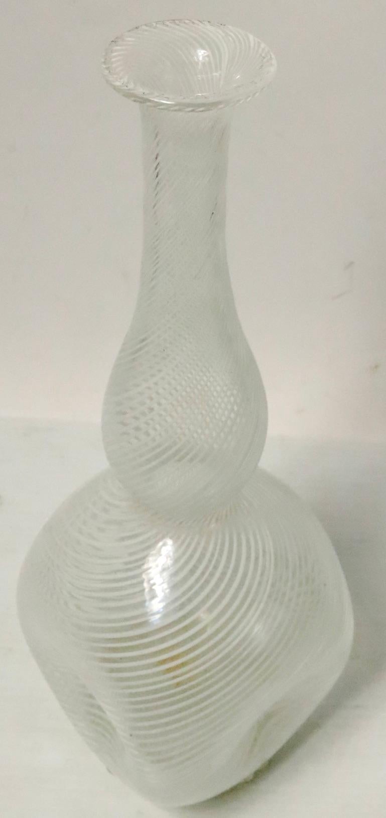 Dino Martens for Aureliano Toso Mazza Filigrana Murano Art Glass Vase For Sale 1