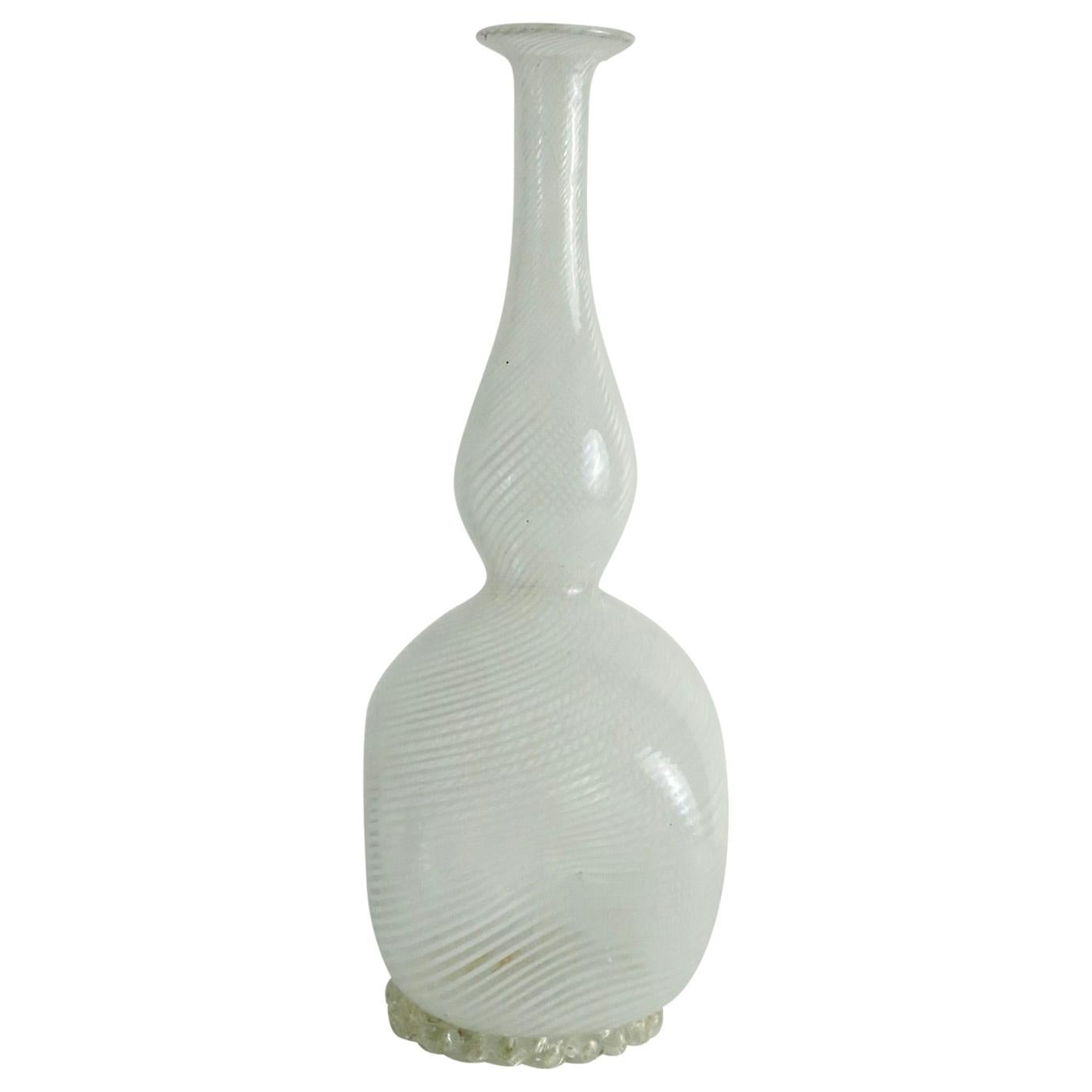 Dino Martens for Aureliano Toso Mazza Filigrana Murano Art Glass Vase