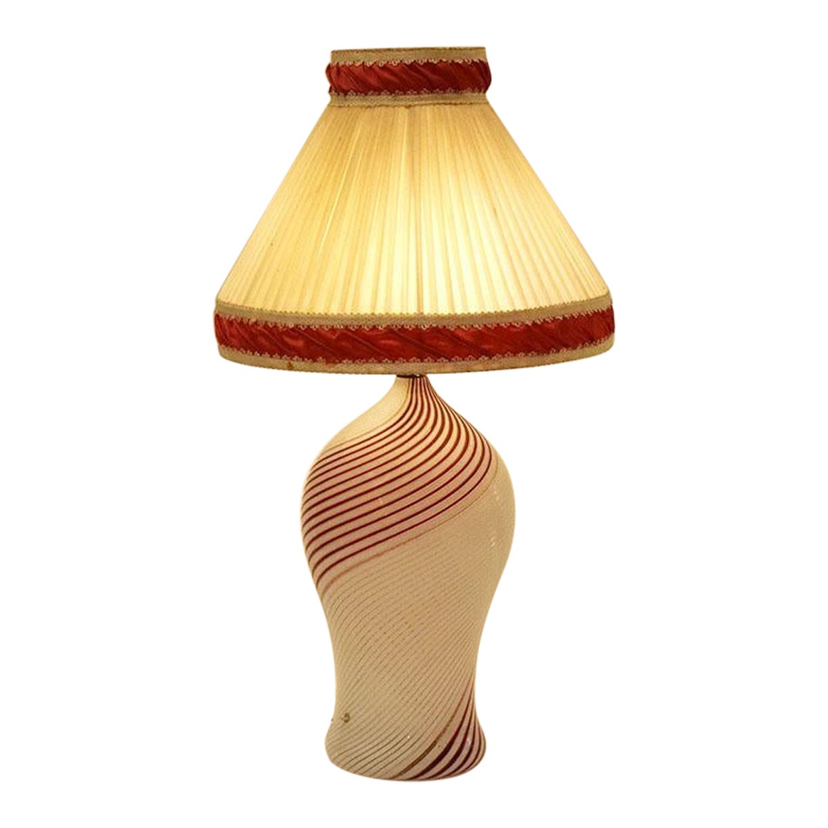 Dino Martens pour Aureliano Toso Lampe de table Murano mezza filigrana des années 1950