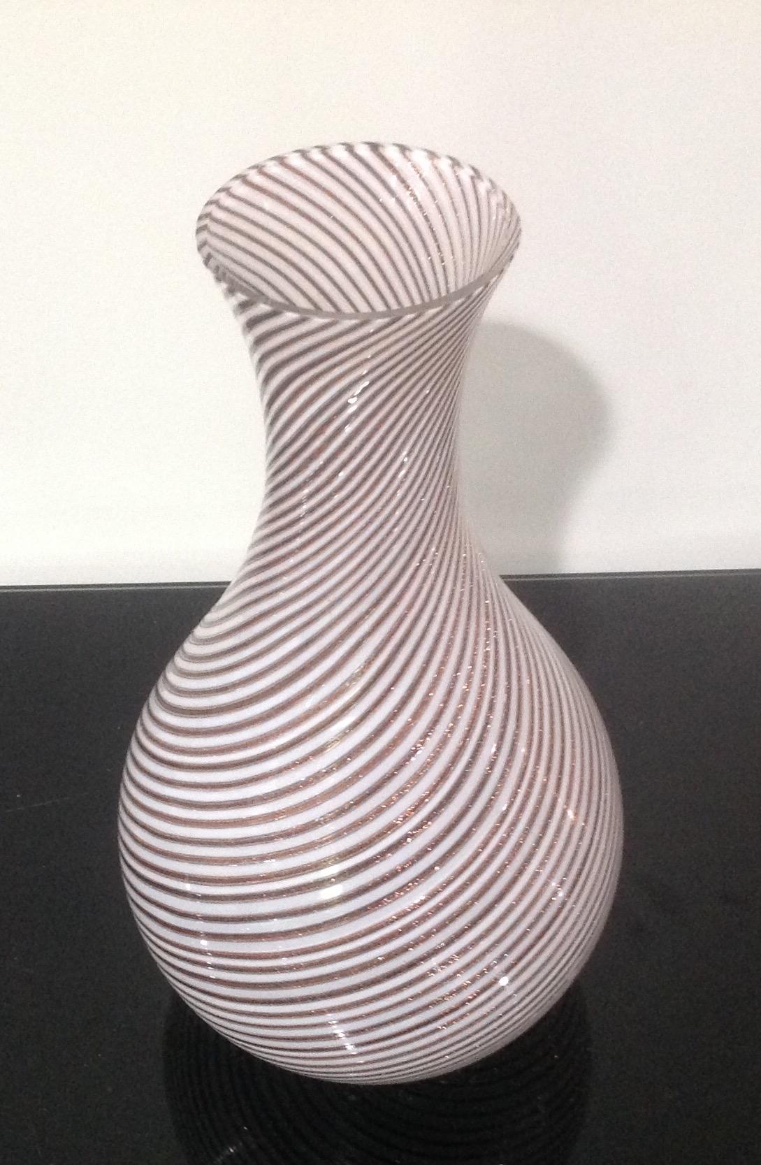 Murano mezza filligrana vase by Dino Martens.