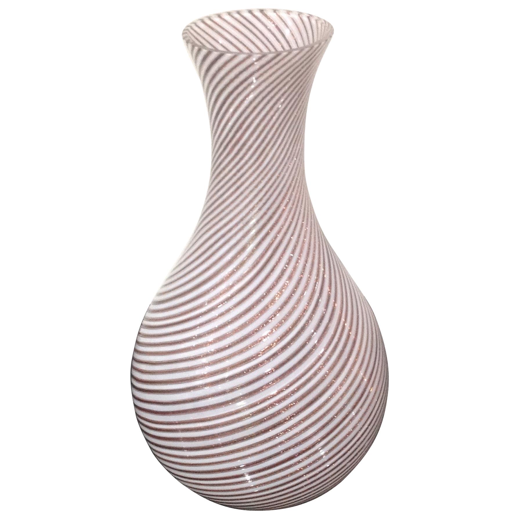 Dino Martens For Aureliano Toso Murano mezza filligrana vase For Sale