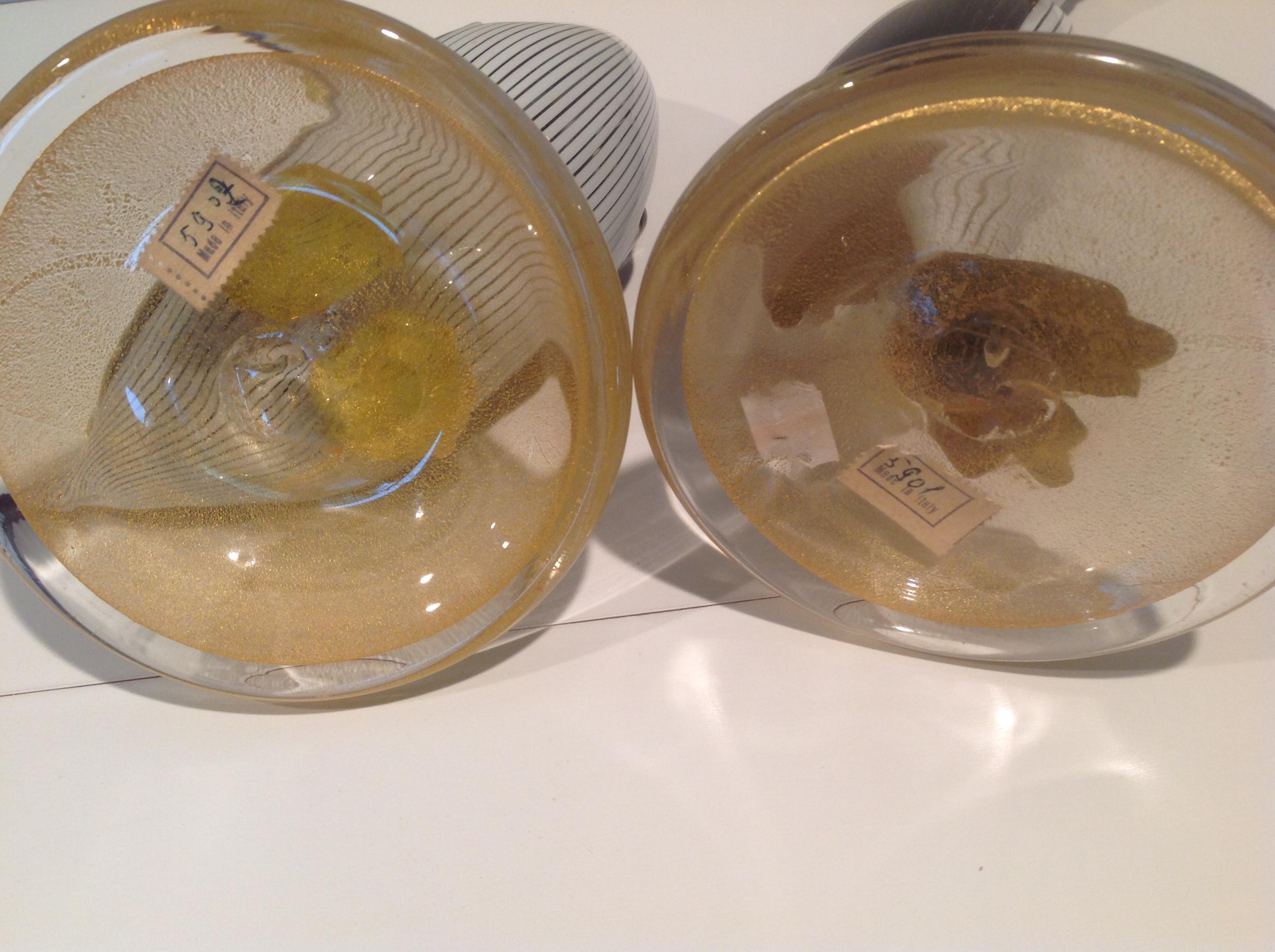 Mid-Century Modern Dino Martens for Aureliano Toso Pair of Half Filligree Murano Birds, circa 1954