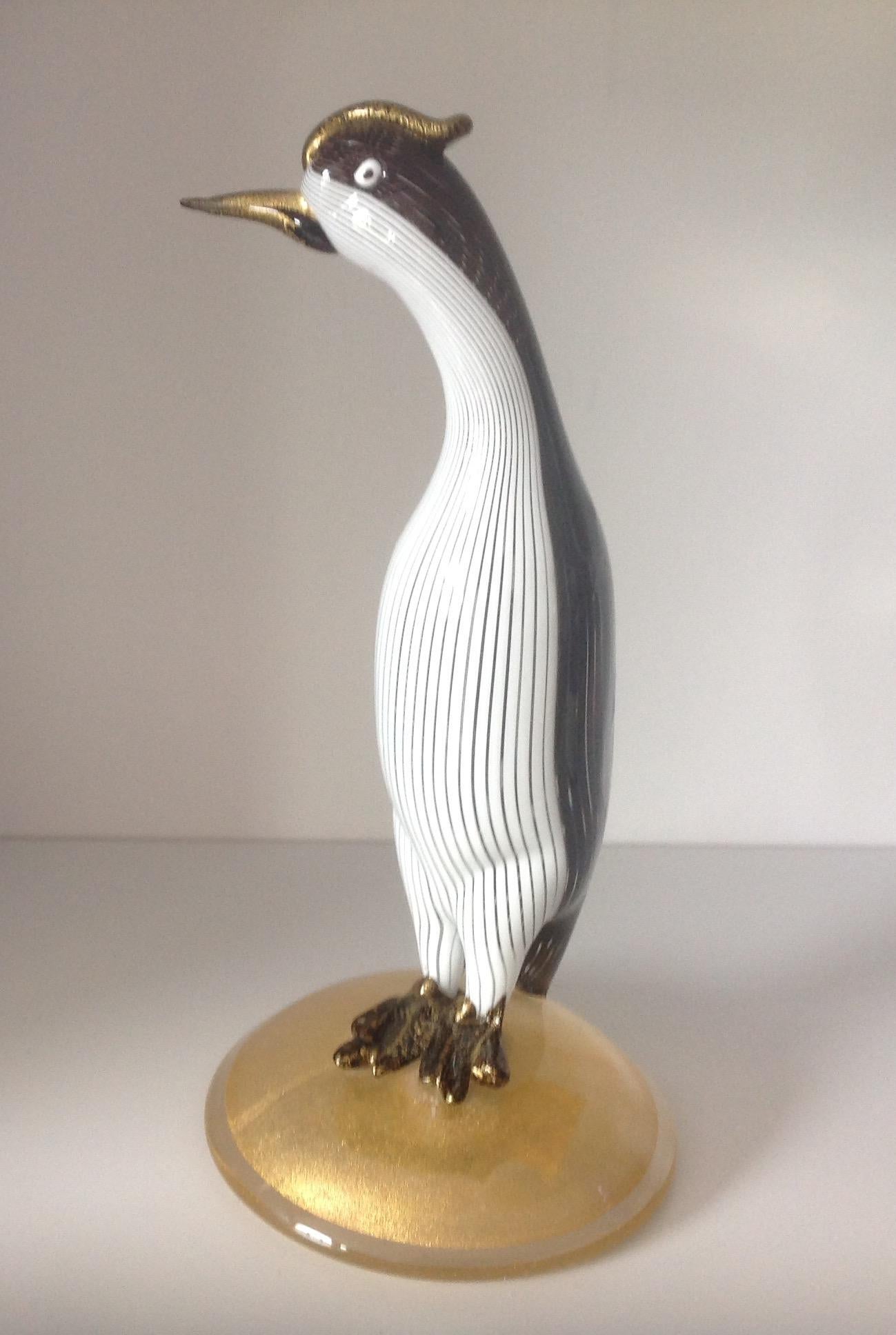 Italian Dino Martens for Aureliano Toso Pair of Half Filligree Murano Birds, circa 1954