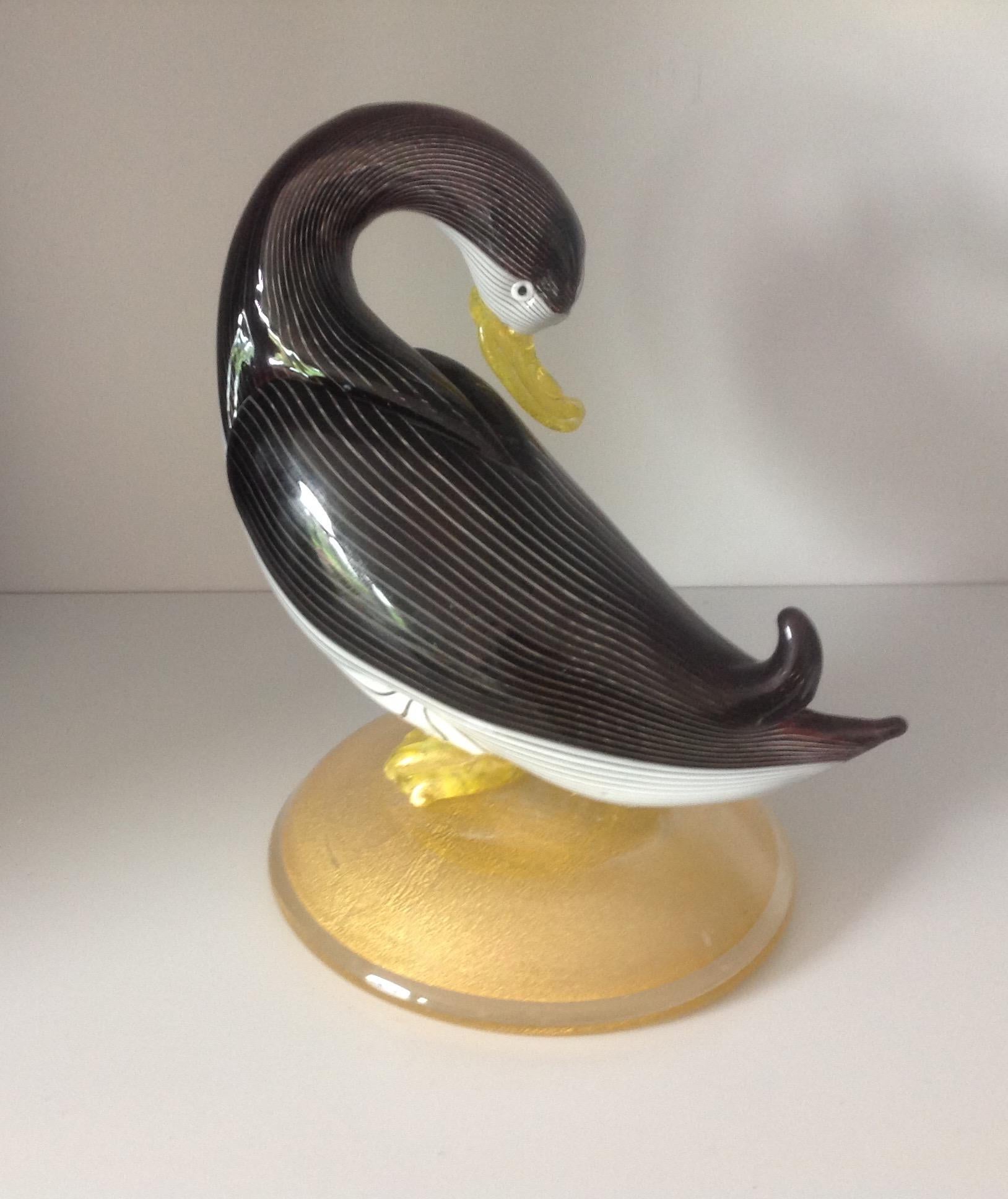 Dino Martens for Aureliano Toso Pair of Half Filligree Murano Birds, circa 1954 In Good Condition In Keego Harbor, MI