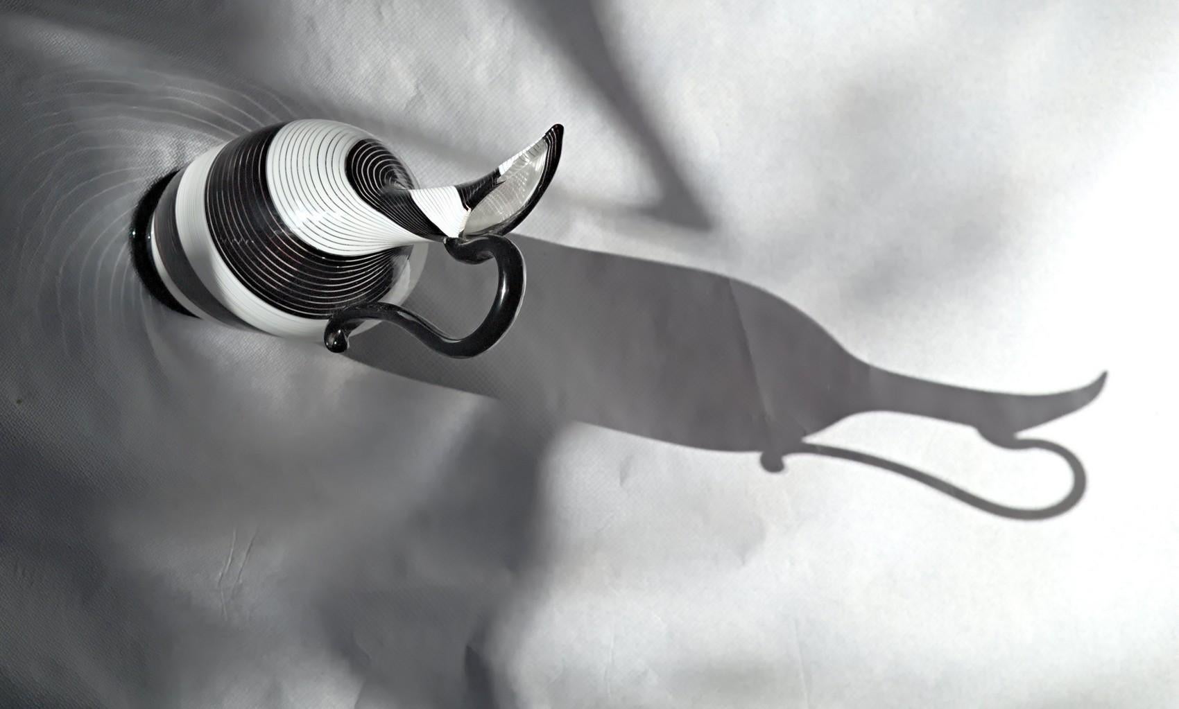 Dino Martens for Aureliano Toso, Pitcher, Twist Filigrana Black and White, 1950s 6