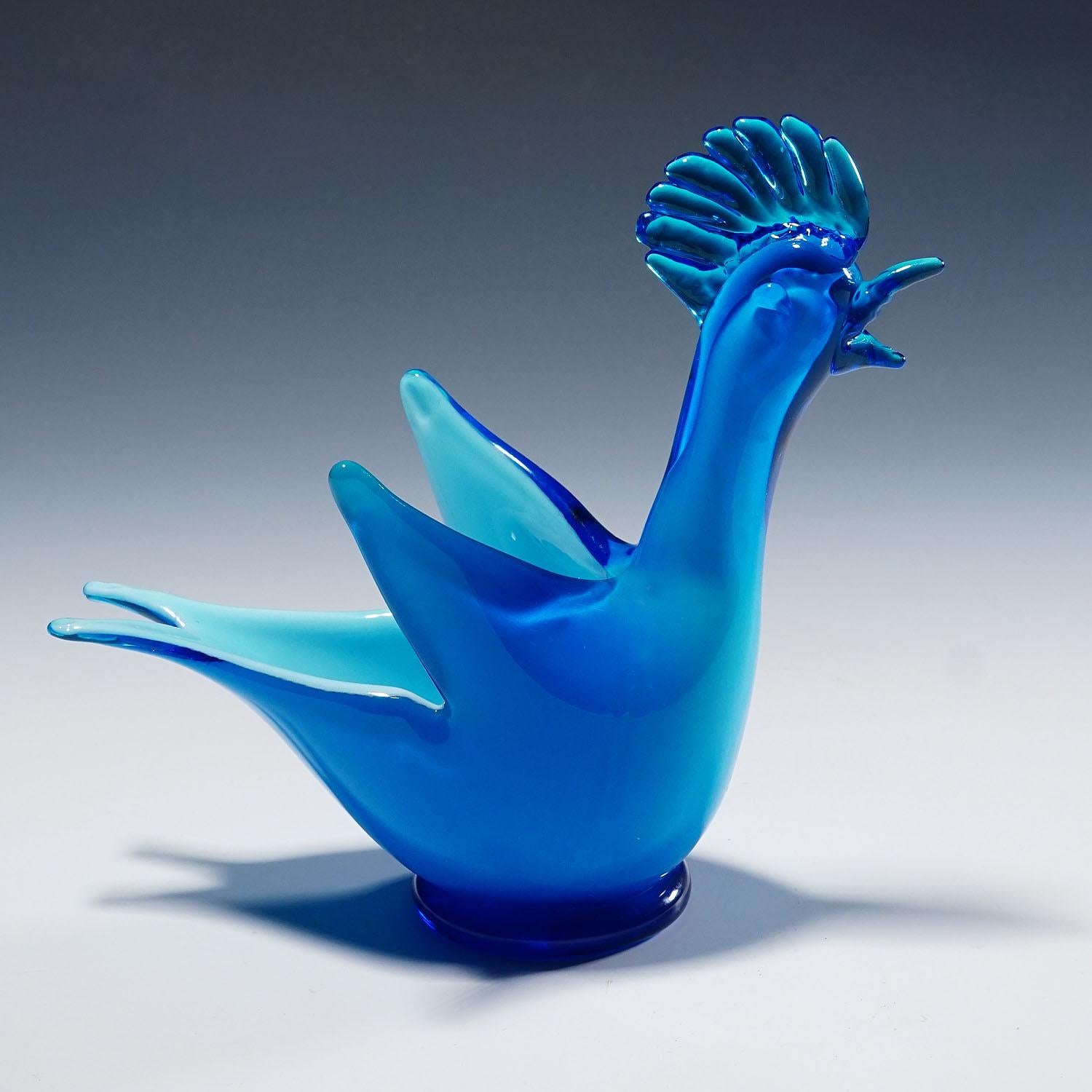 Mid-Century moderno Dino Martens per Aureliano Toso Scultura di gallo 1952 in vendita