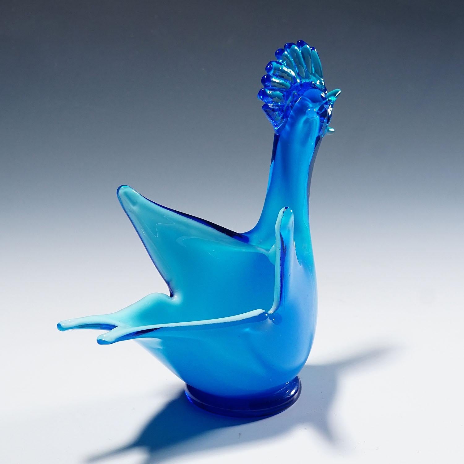 Italiano Dino Martens per Aureliano Toso Scultura di gallo 1952 in vendita