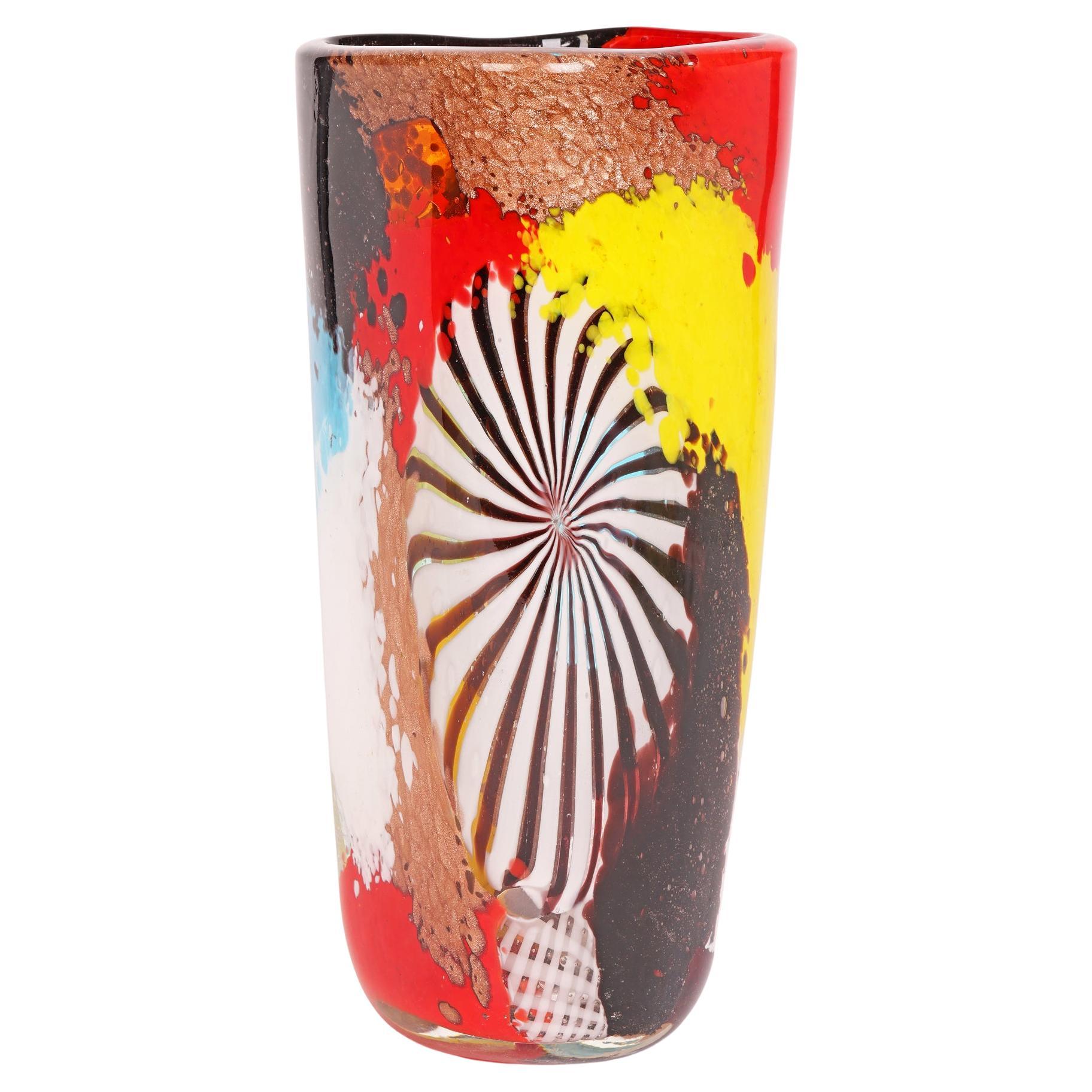 Dino Martens for Aureliano Toso Tall Oriente Art Glass Vase