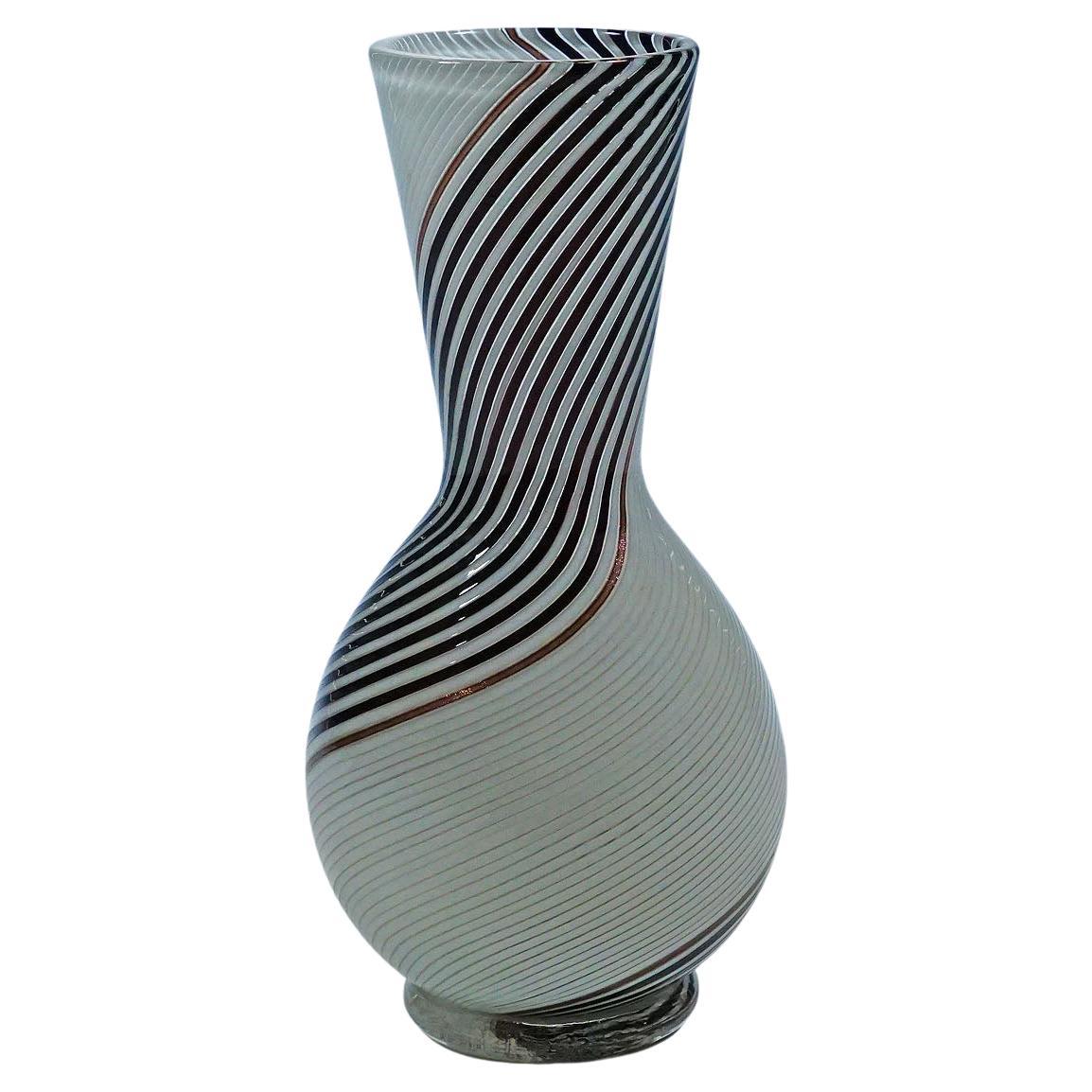 Dino Martens for Aureliano Toso Vase in Filigree Glass ca. 1950s