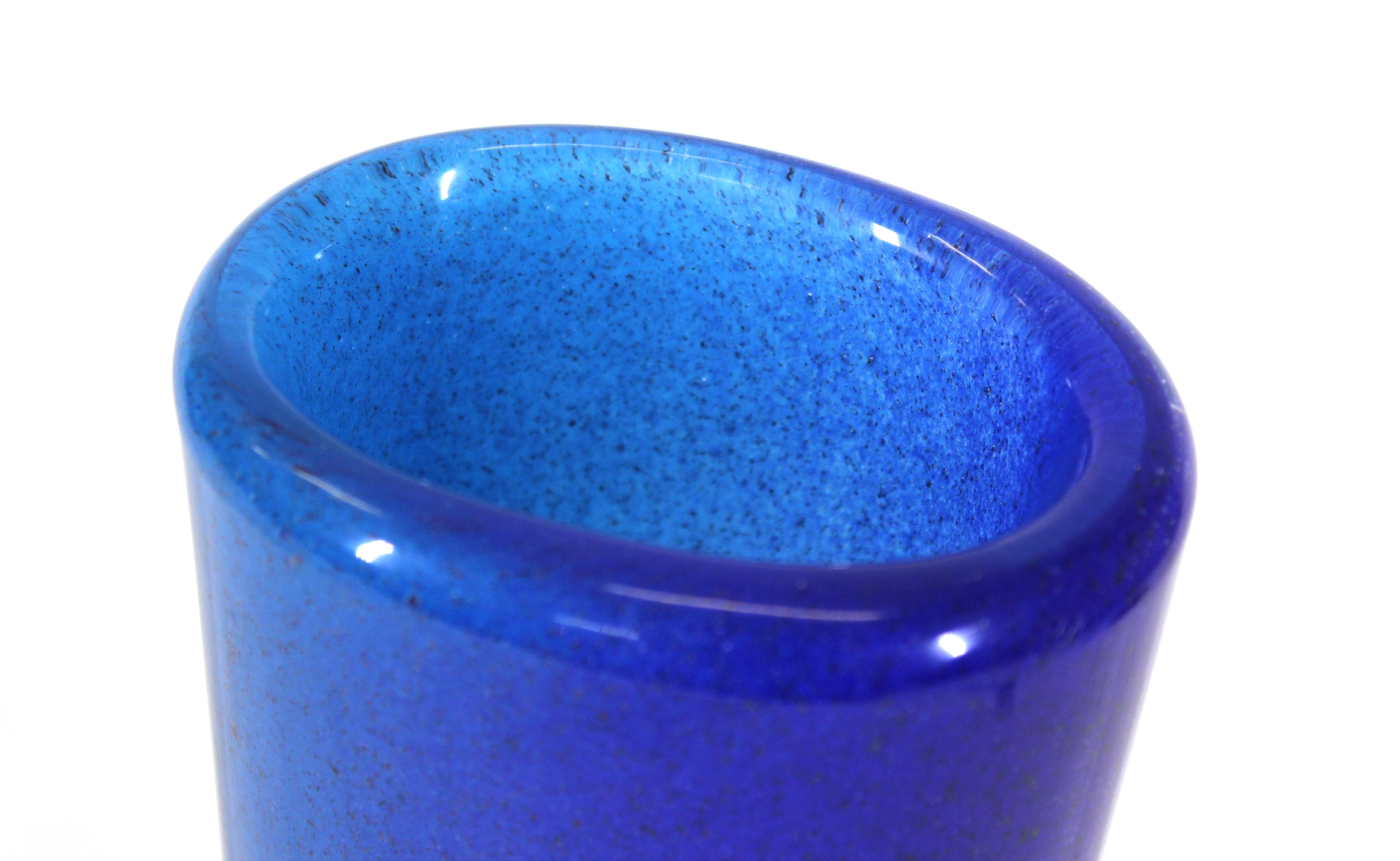 Dino Martens for Toso Italian Mid-Century Modern Murano Glass Vase in Blue 7
