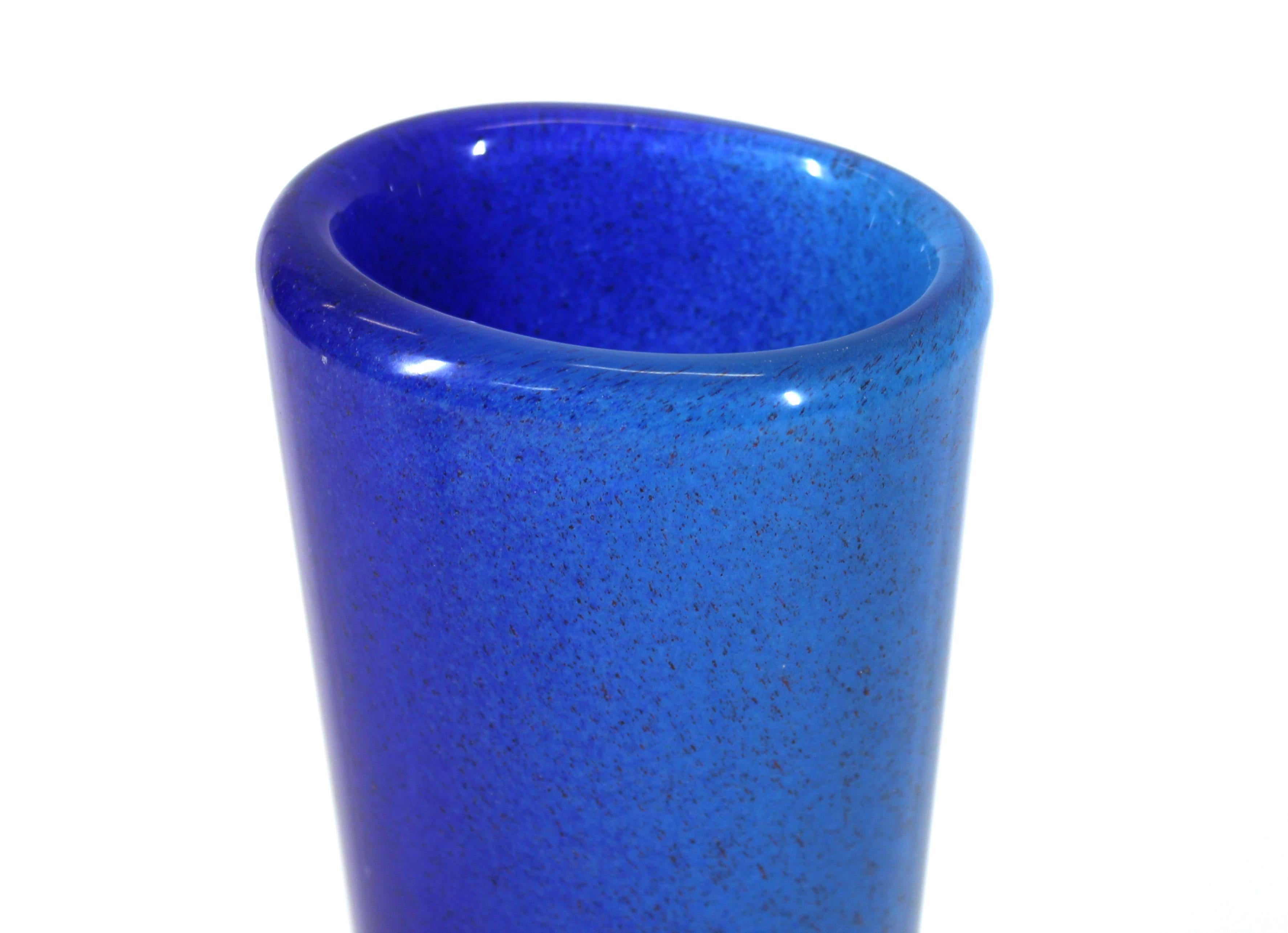 Dino Martens for Toso Italian Mid-Century Modern Murano Glass Vase in Blue 1
