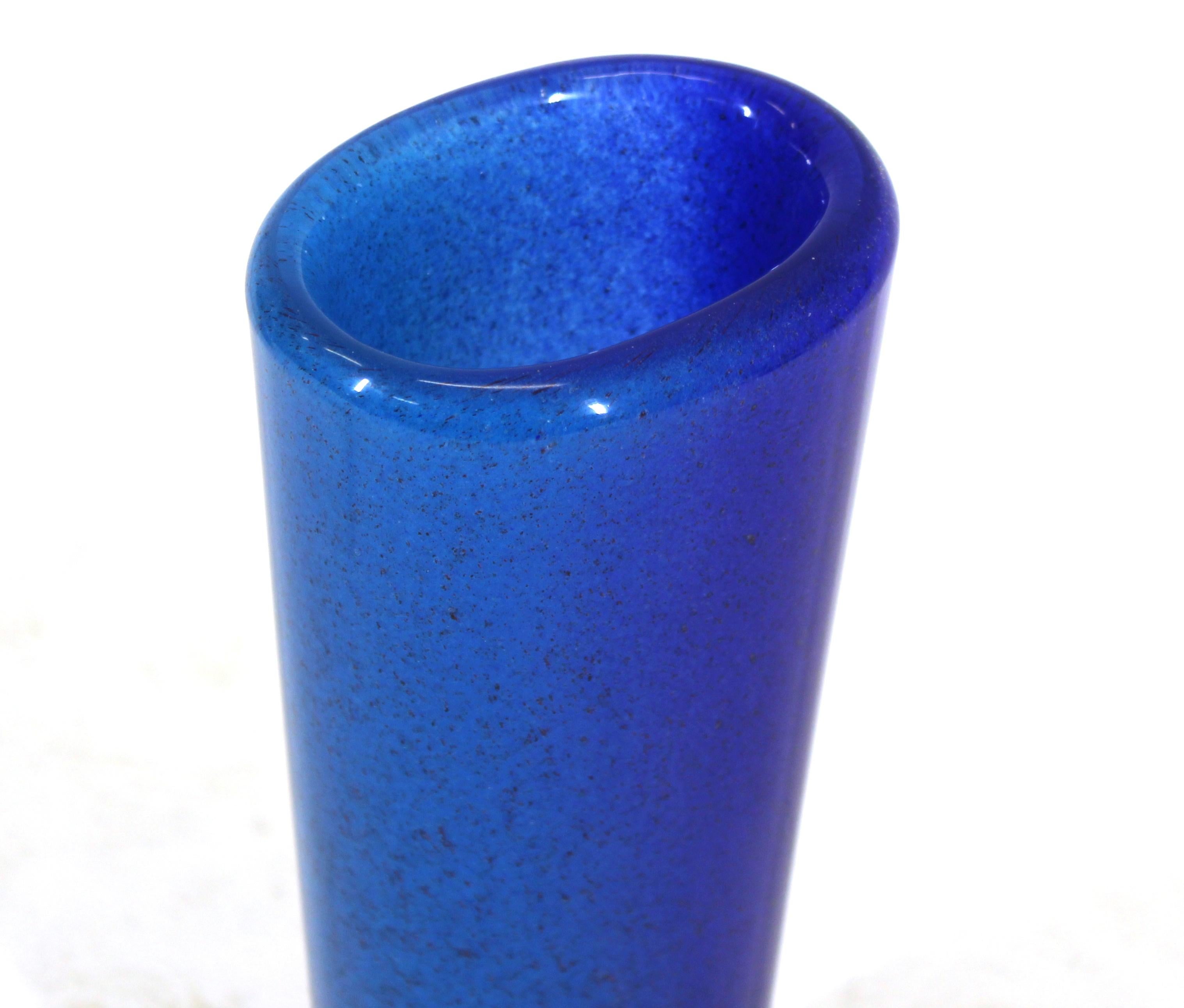 Dino Martens for Toso Italian Mid-Century Modern Murano Glass Vase in Blue 3