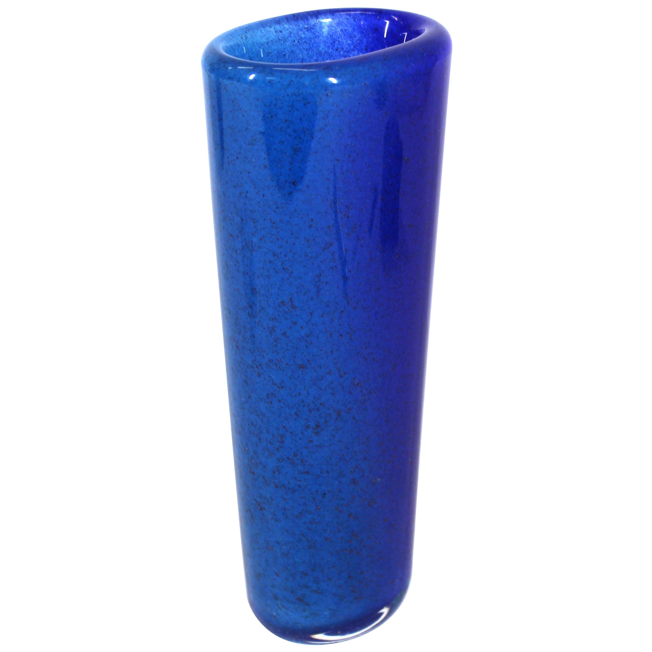 Dino Martens for Toso Italian Mid-Century Modern Murano Glass Vase in Blue