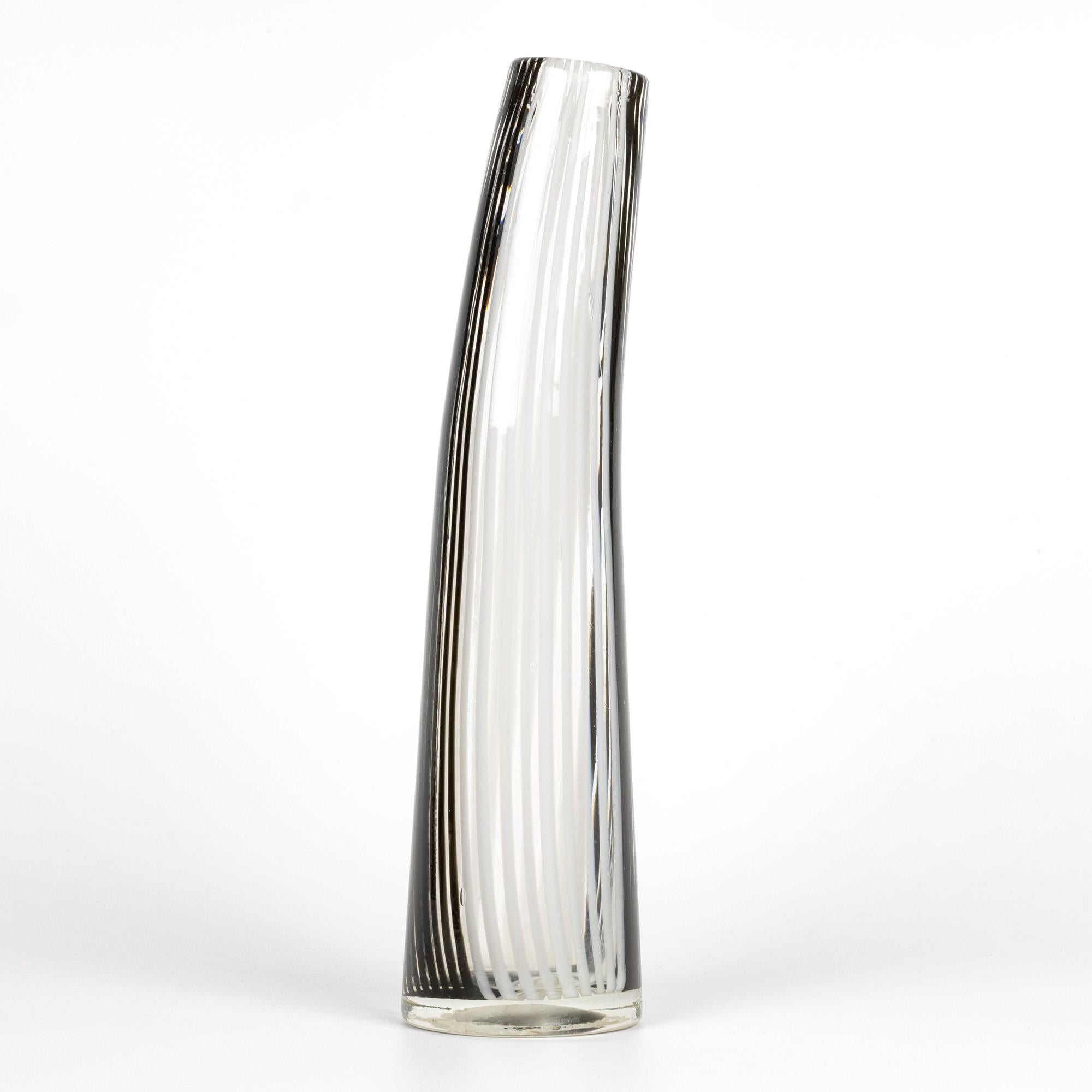 Blown Glass Dino Martens Italian Murano Bianca Nero Art Glass Vase