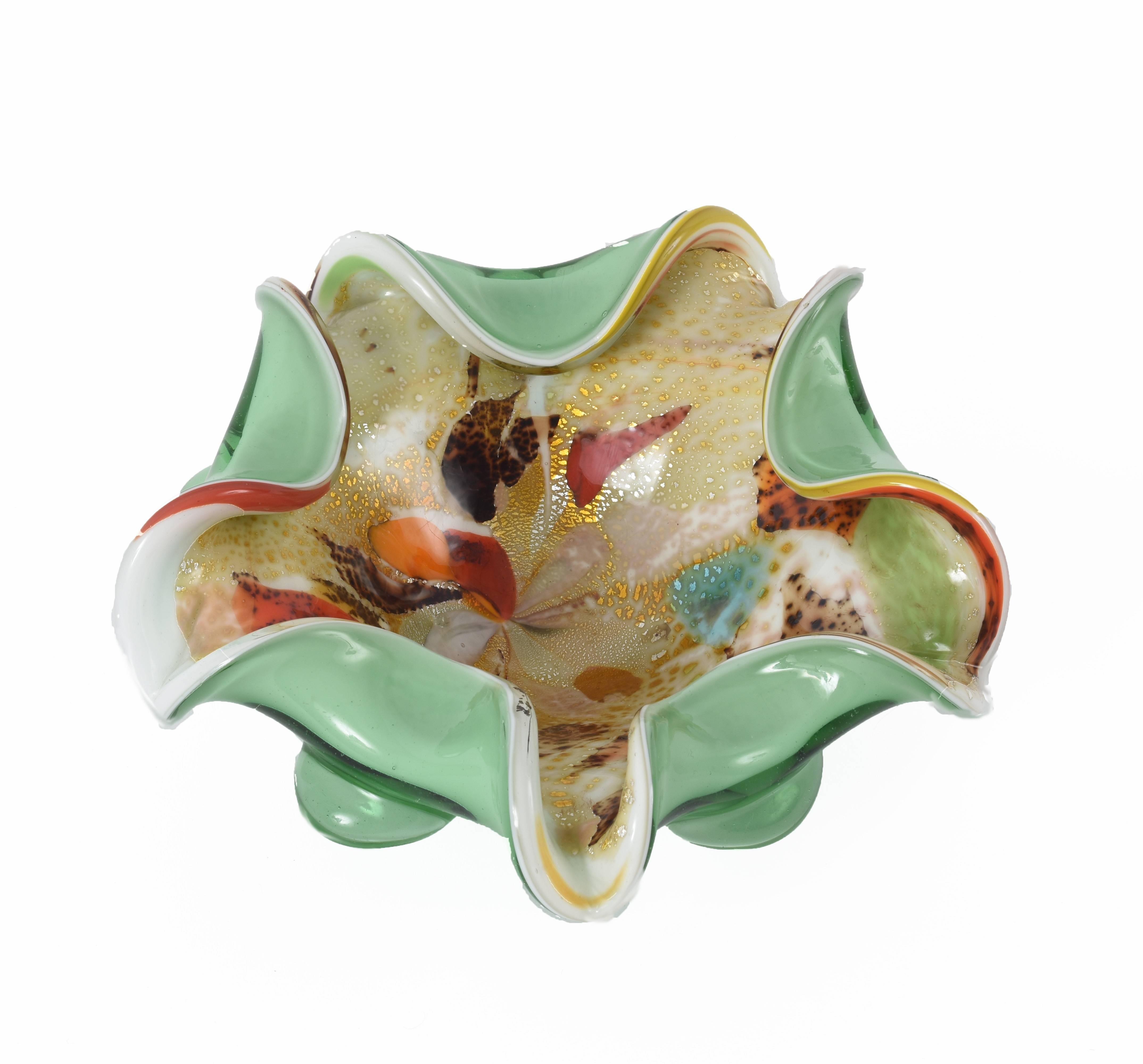 Italienische „Tutti Frutti“-Schale aus Muranoglas von Dino Martens mit goldenen Flakes, 1960er Jahre im Angebot 2