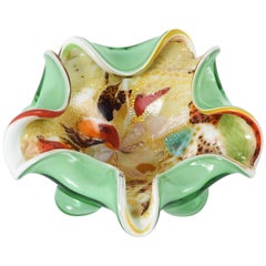 Dino Martens Italian Murano Glass "Tutti Frutti" Bowl with Golden Flakes, 1960s
