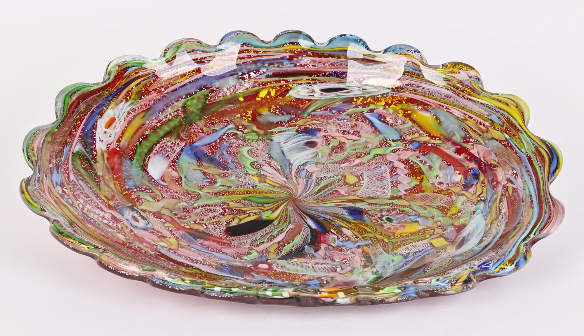 Dino Martens Large AVEM Murano Tutti Frutti Art Glass Dish For Sale 1