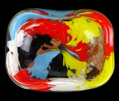 Dino Martens Murano 1950s Multi-Color Oriente Italian Art Glass Ring Dish Bowl