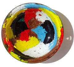 Dino Martens Murano 1950s Painterly Multi-Color Oriente Italian Art Glass Bowl